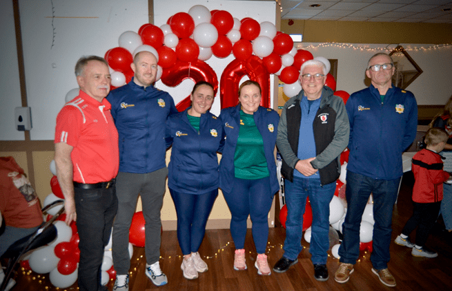 The Antrim LGFA Backroom staff showed up to honour the Hannahstown club