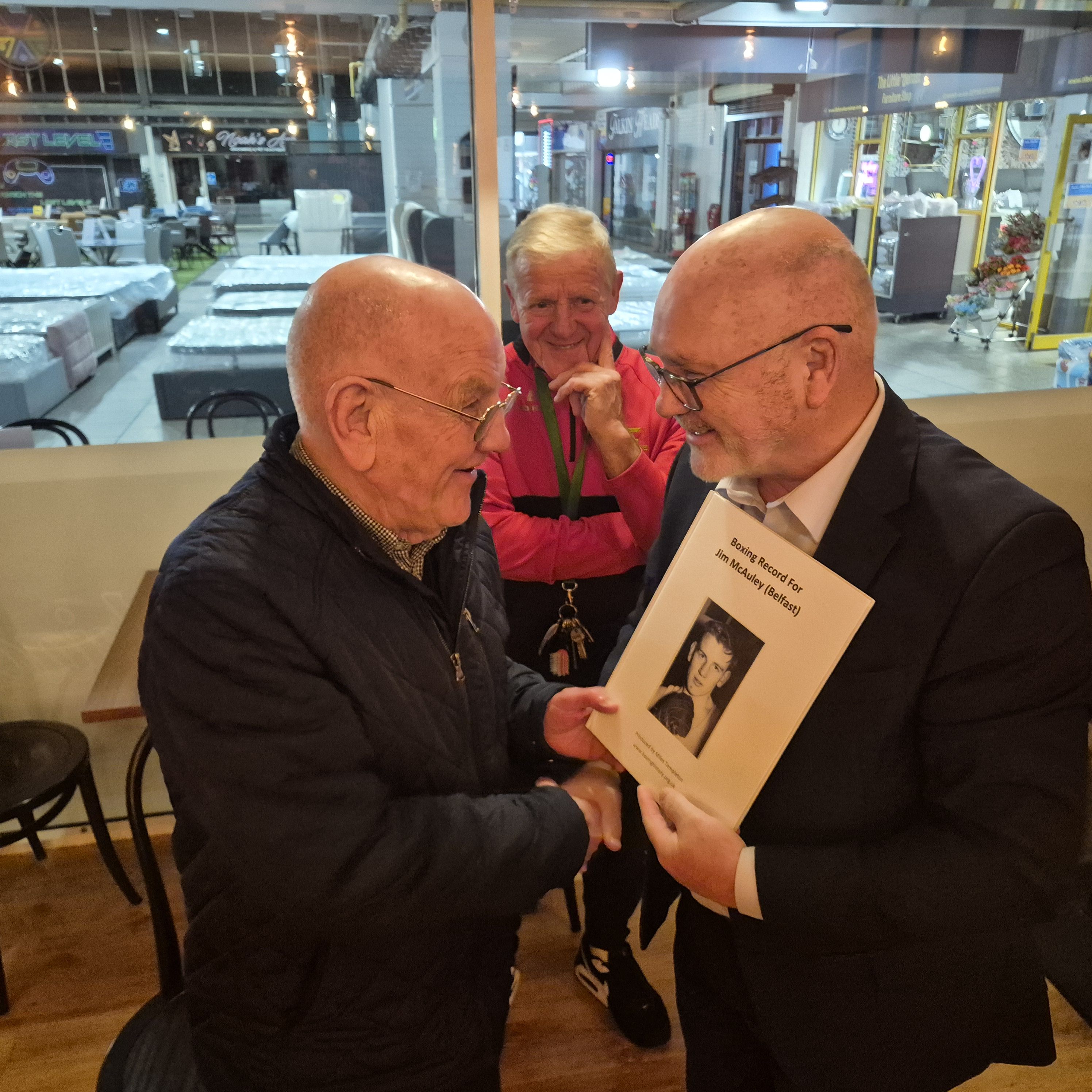 Jim McAuley with Alex Maskey and Micky Hawkins