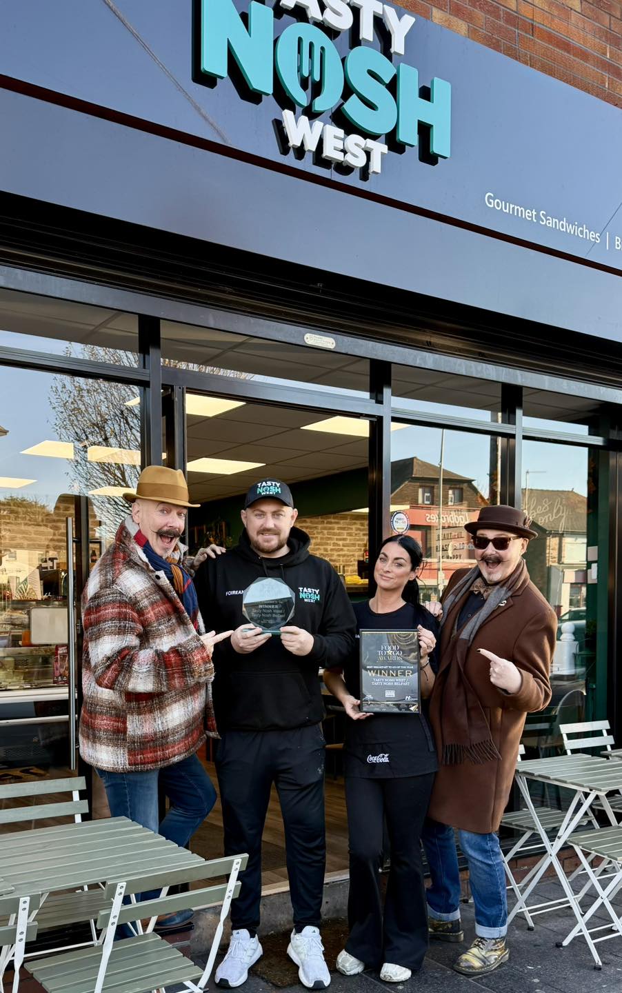 Tasty Nosh West celebrate their award win with The Gourmet Boys