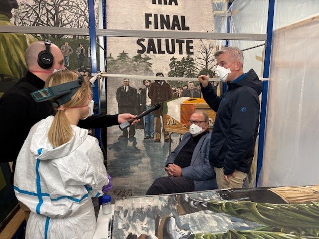 Stevie and Tom view the restoration work