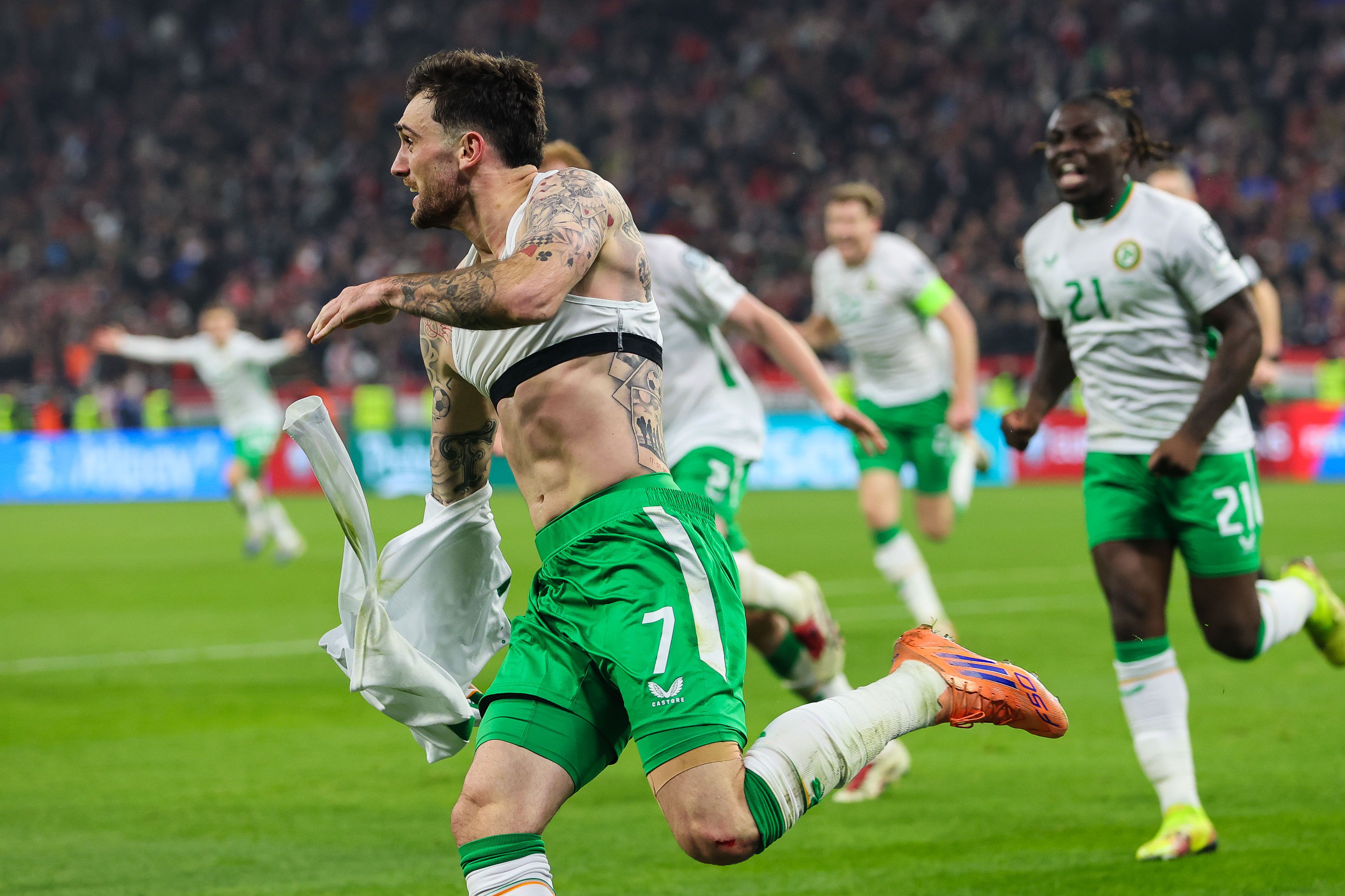 Troy Parrott celebrates his winning goal