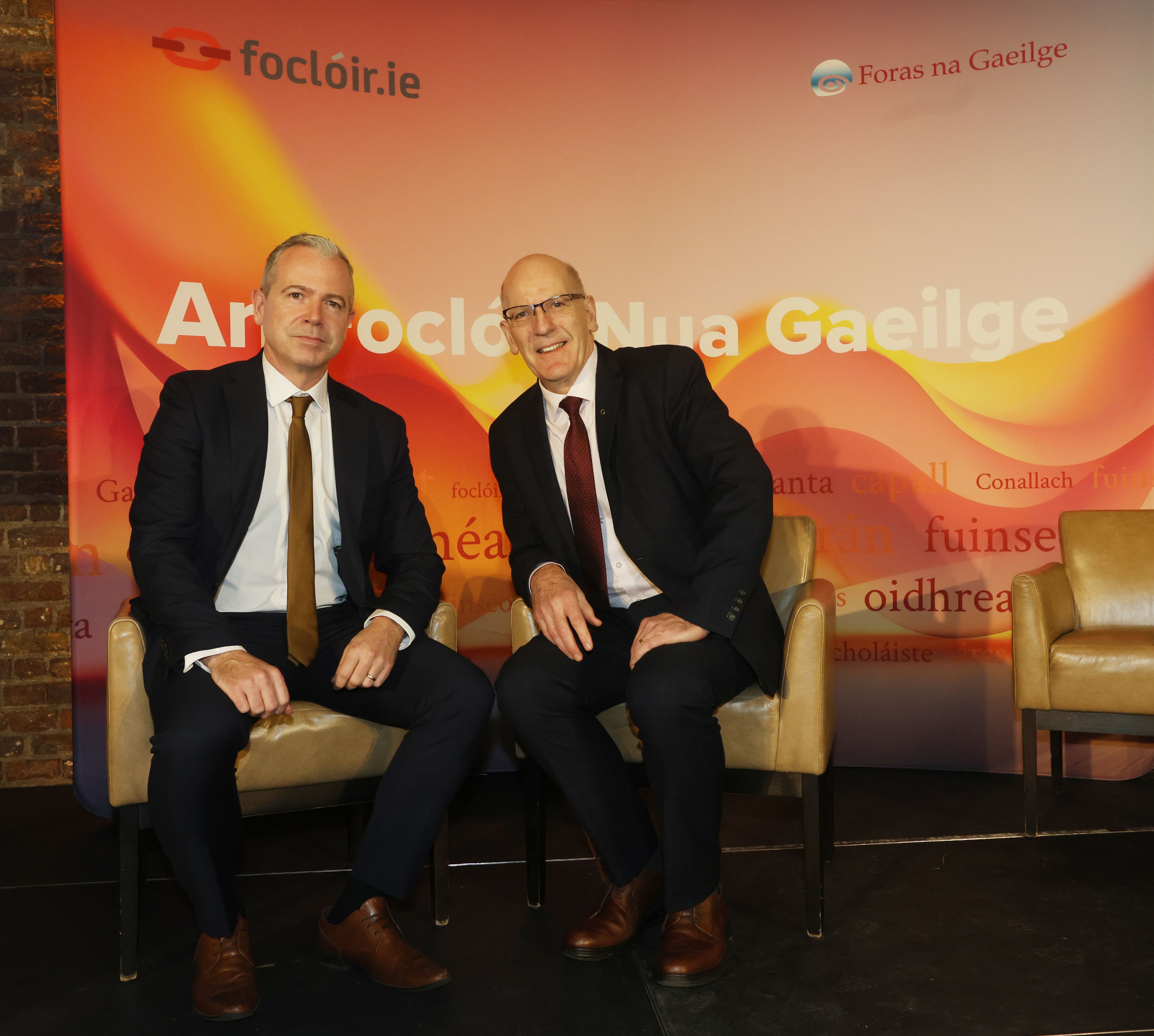 Pól Deeds, Irish Language Commissioner for Northern Ireland and Seán Ó Coinn, CEO of Foras na Gaeilge at the launch   Photo: Leon Farrell.