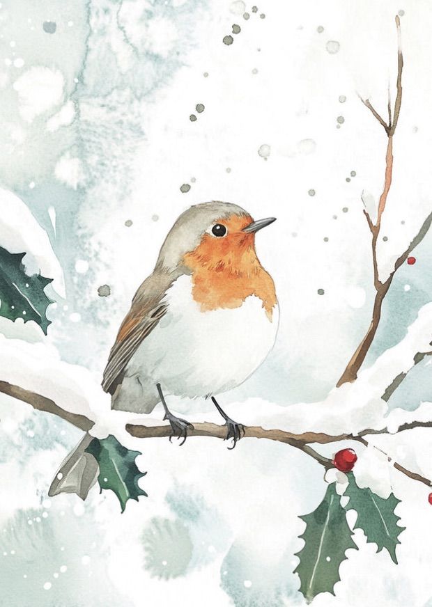 TRADITIONAL: The robin is often seen on holly in real life as well as on Christmas cards as it loves the red berries