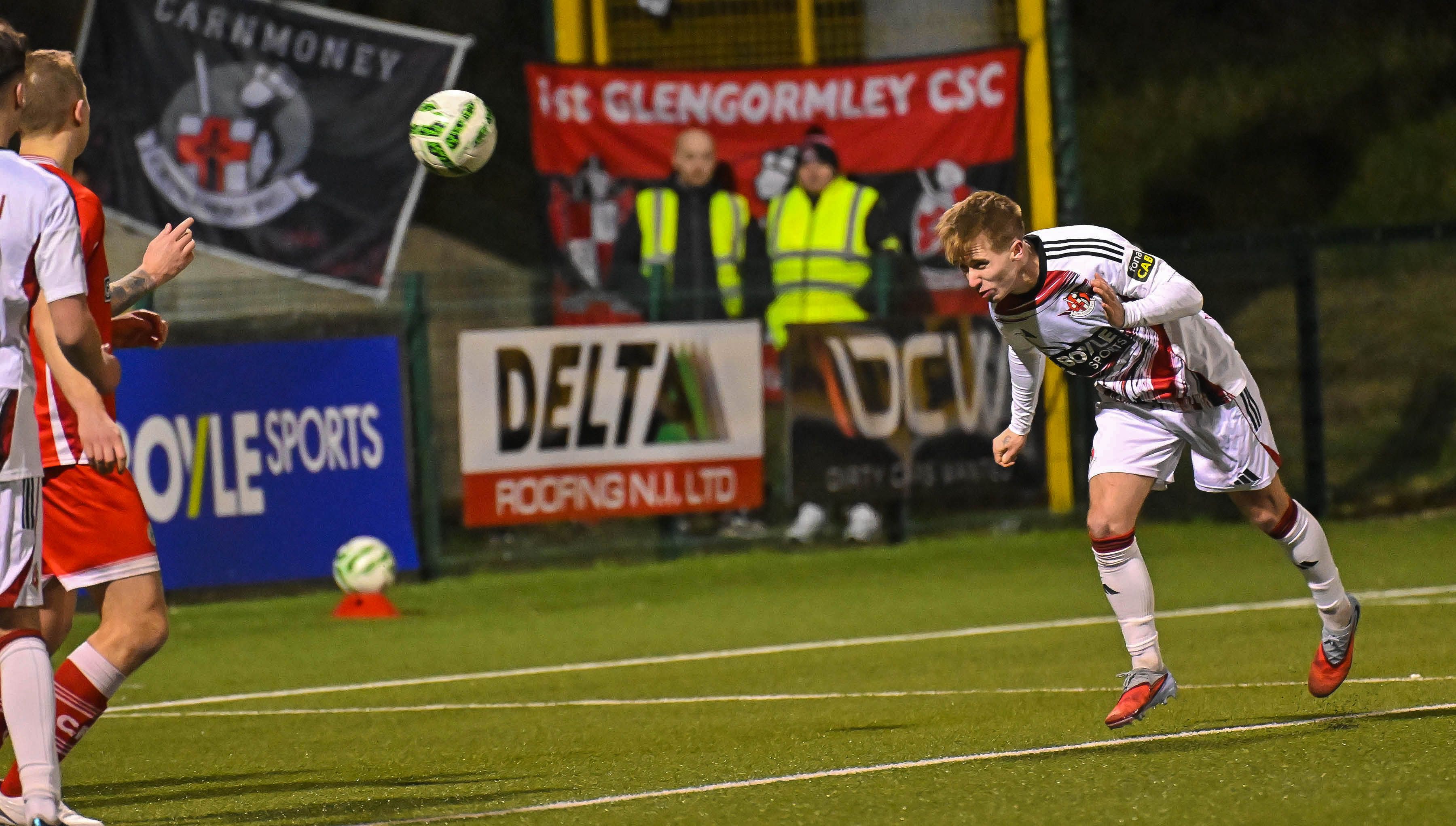 Adam Brooks struck a second goal to clinch the victory in favour of Crusaders