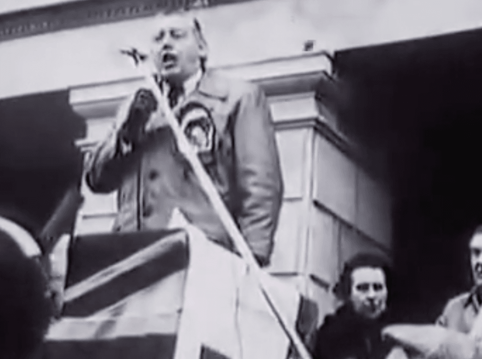 NEVER THE FIRST TIME: Ian Paisley addressed a loyalist crowd at Stormont during the 1974 UWC strike