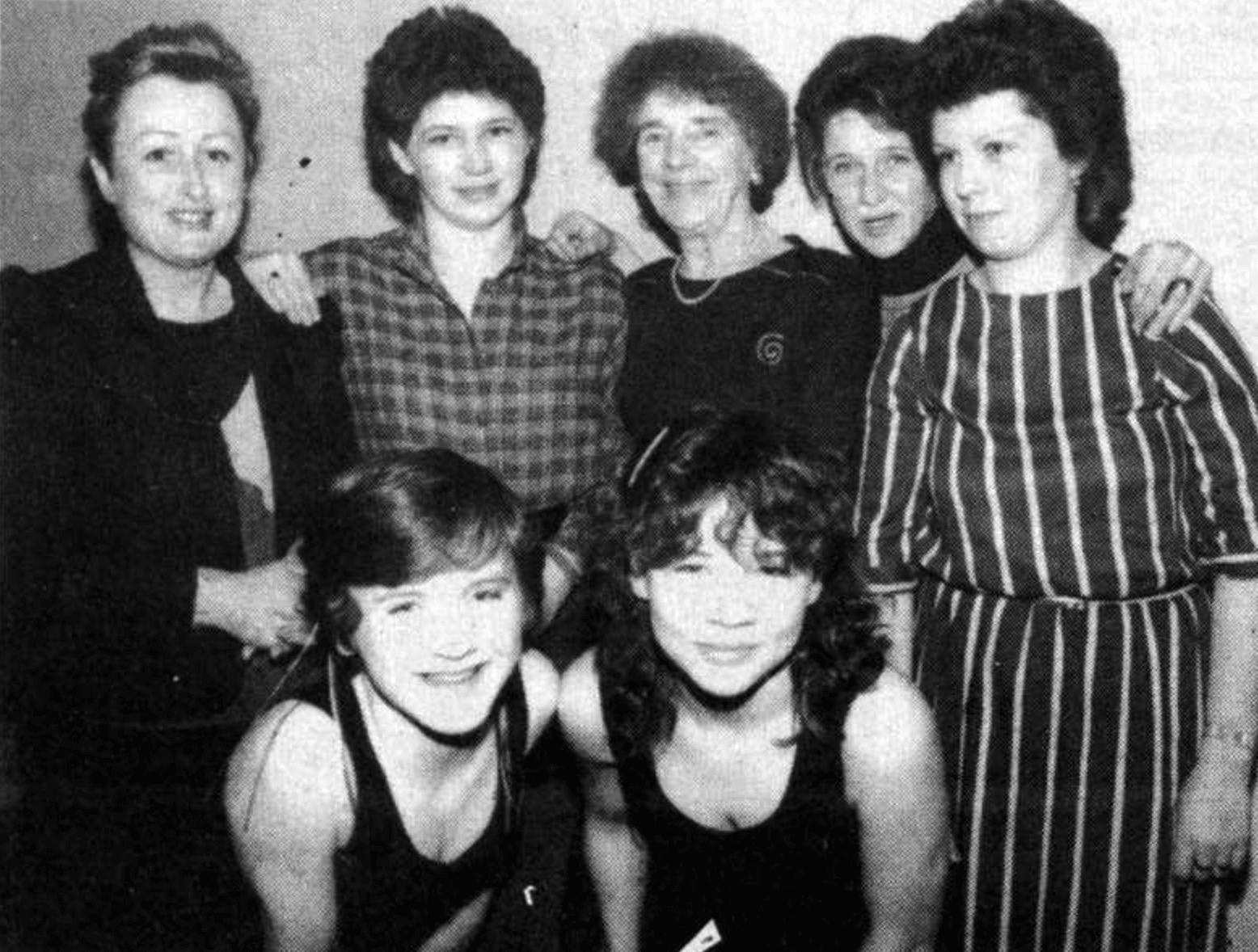 DISCO QUEENS: Michelle McCrory and Tracey McKee entertained at the Newhill Youth Club Disco this week in 1984 with Teresa, Tracey, Grace, Barbara and Una