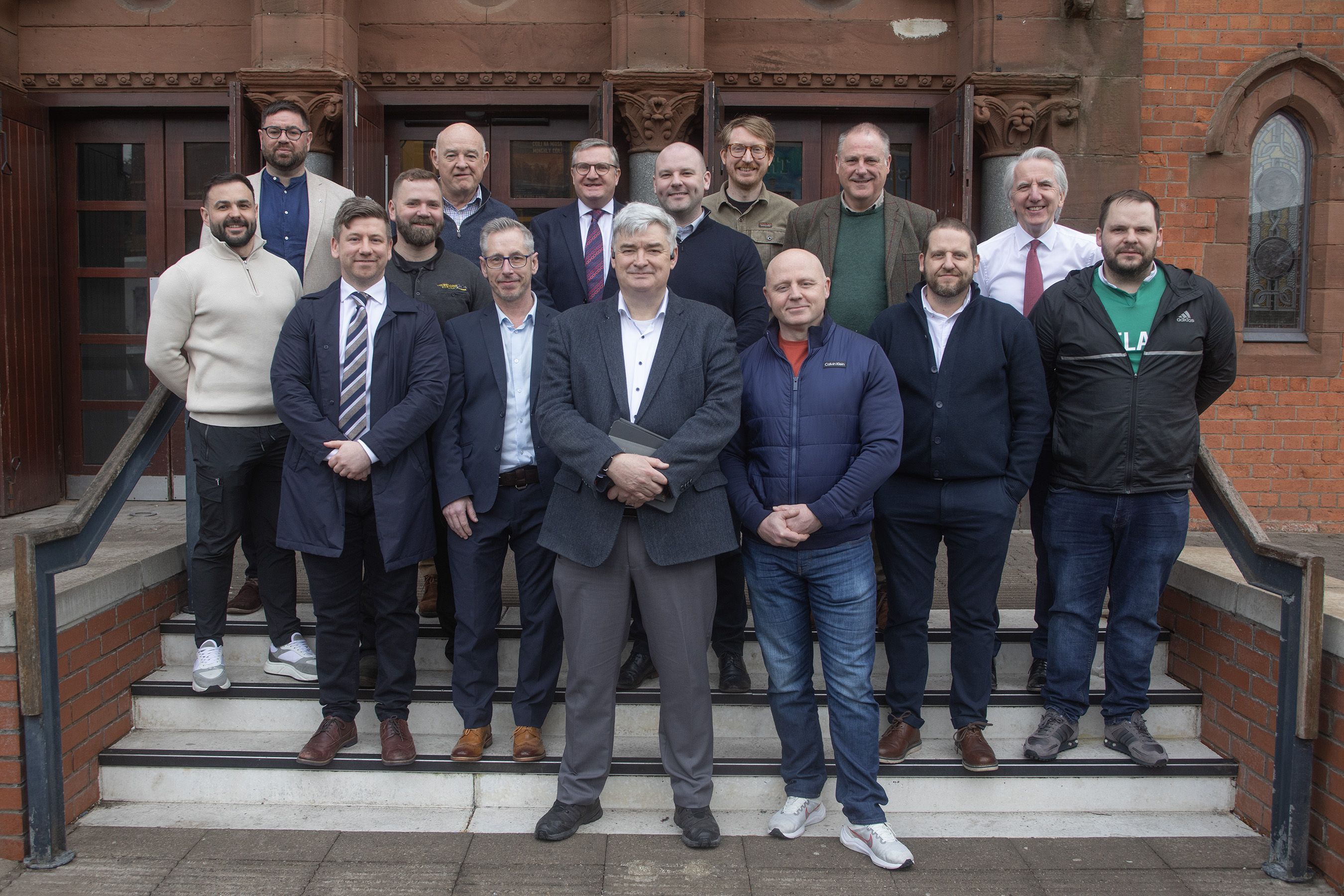 BIZ BUZZ: Some of the attendees at the West Belfast Roundtable with entrepreneur Hugh Cormican (Front)