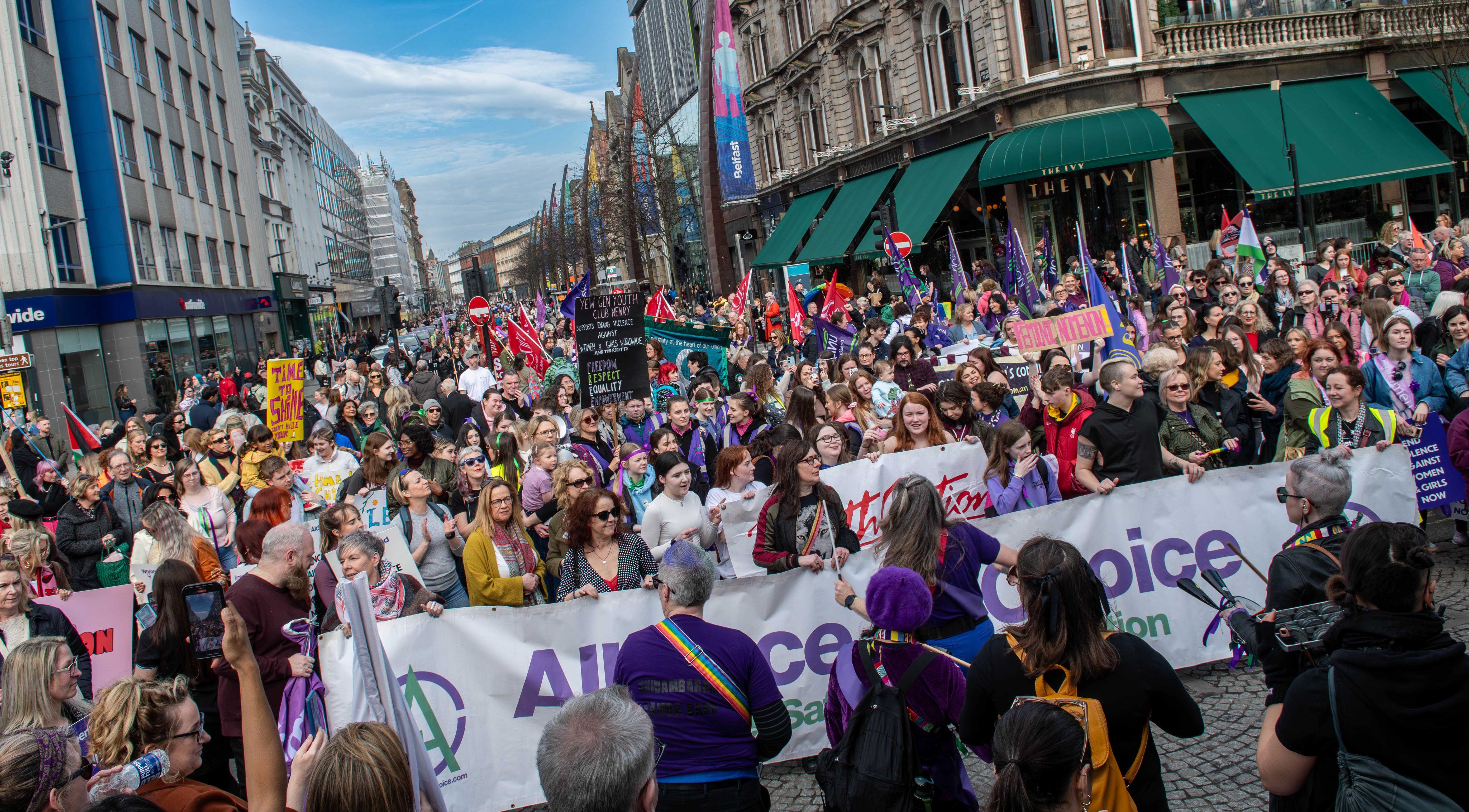 Demand for world peace as thousands of women march in Belfast