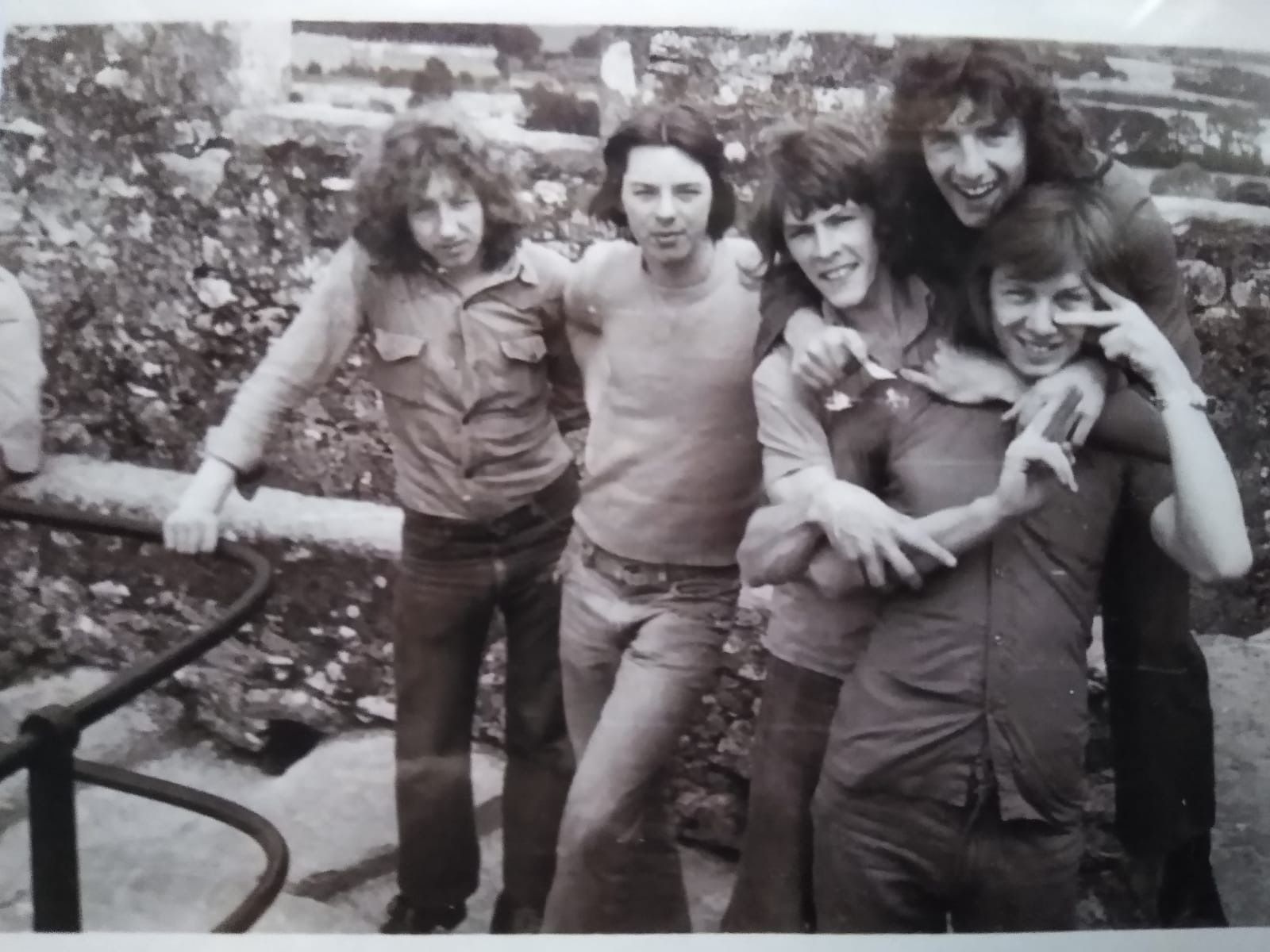 Joey, back right, with his mates
