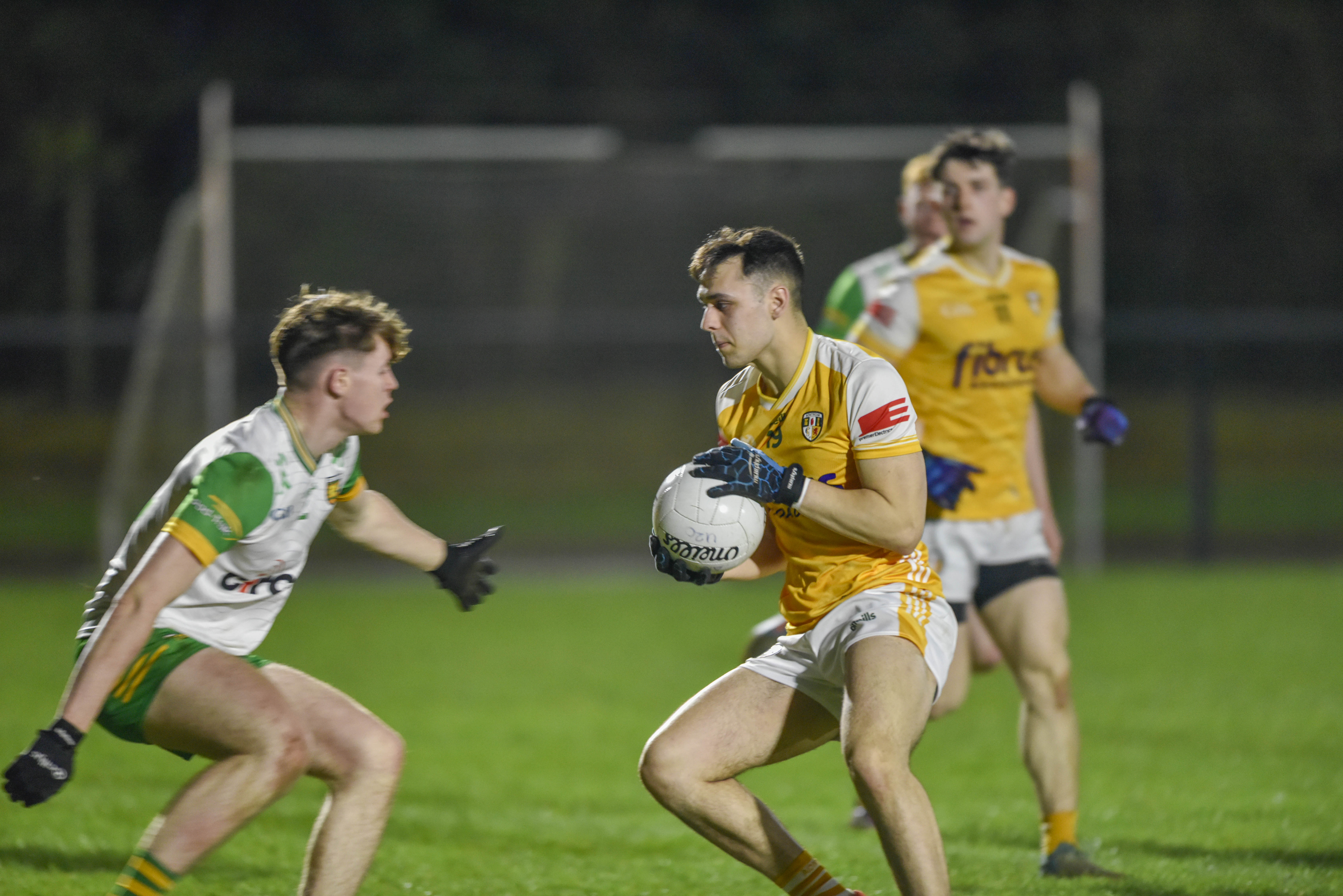 Lorcan Phillips in possession 