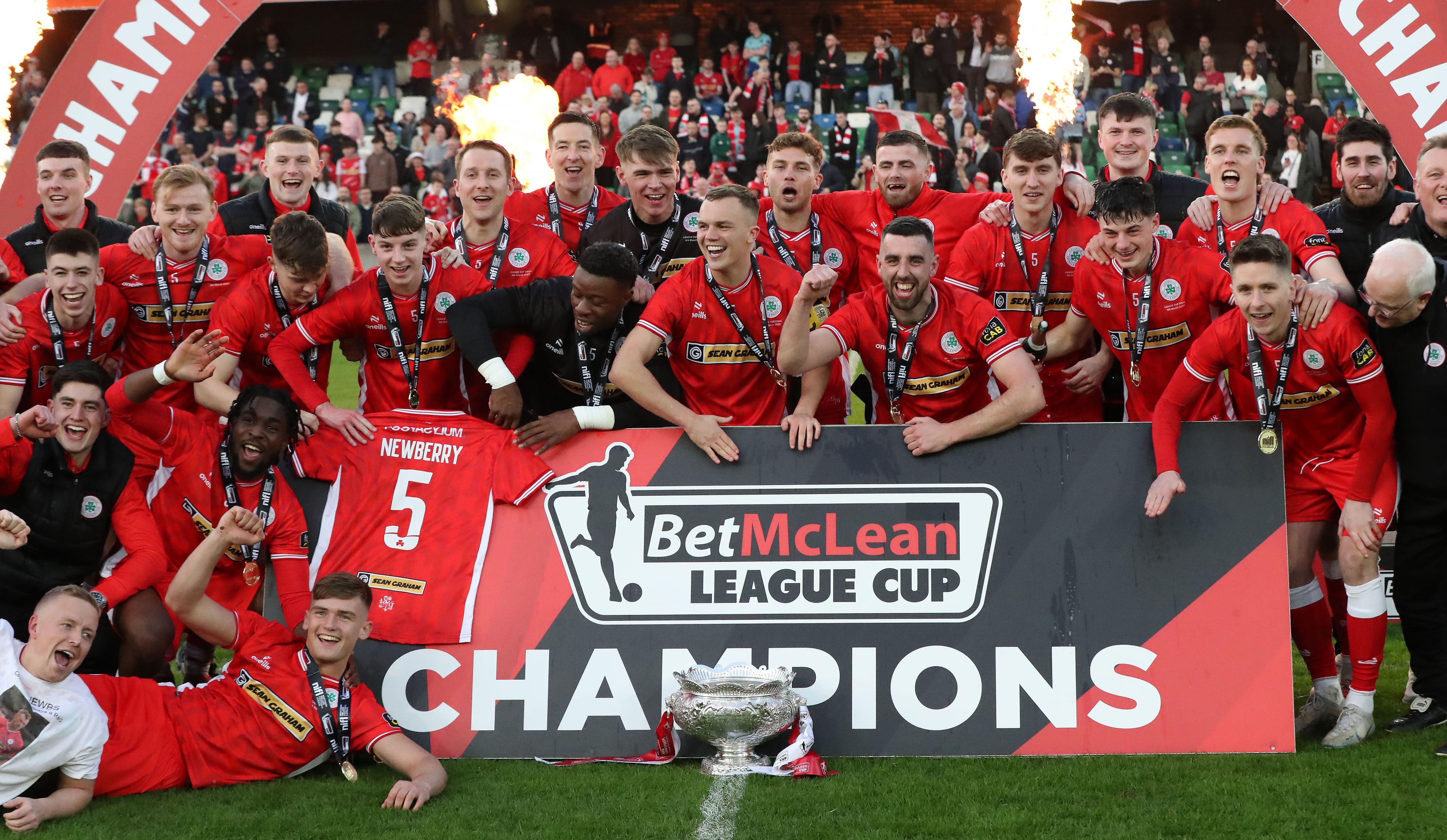 Cliftonville lift the trophy