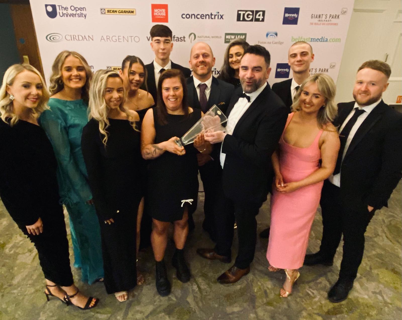 AN TEANGA BHEO: Glór na Móna activists pick up the Gaeilge prize at the 2024 Aisling Awards