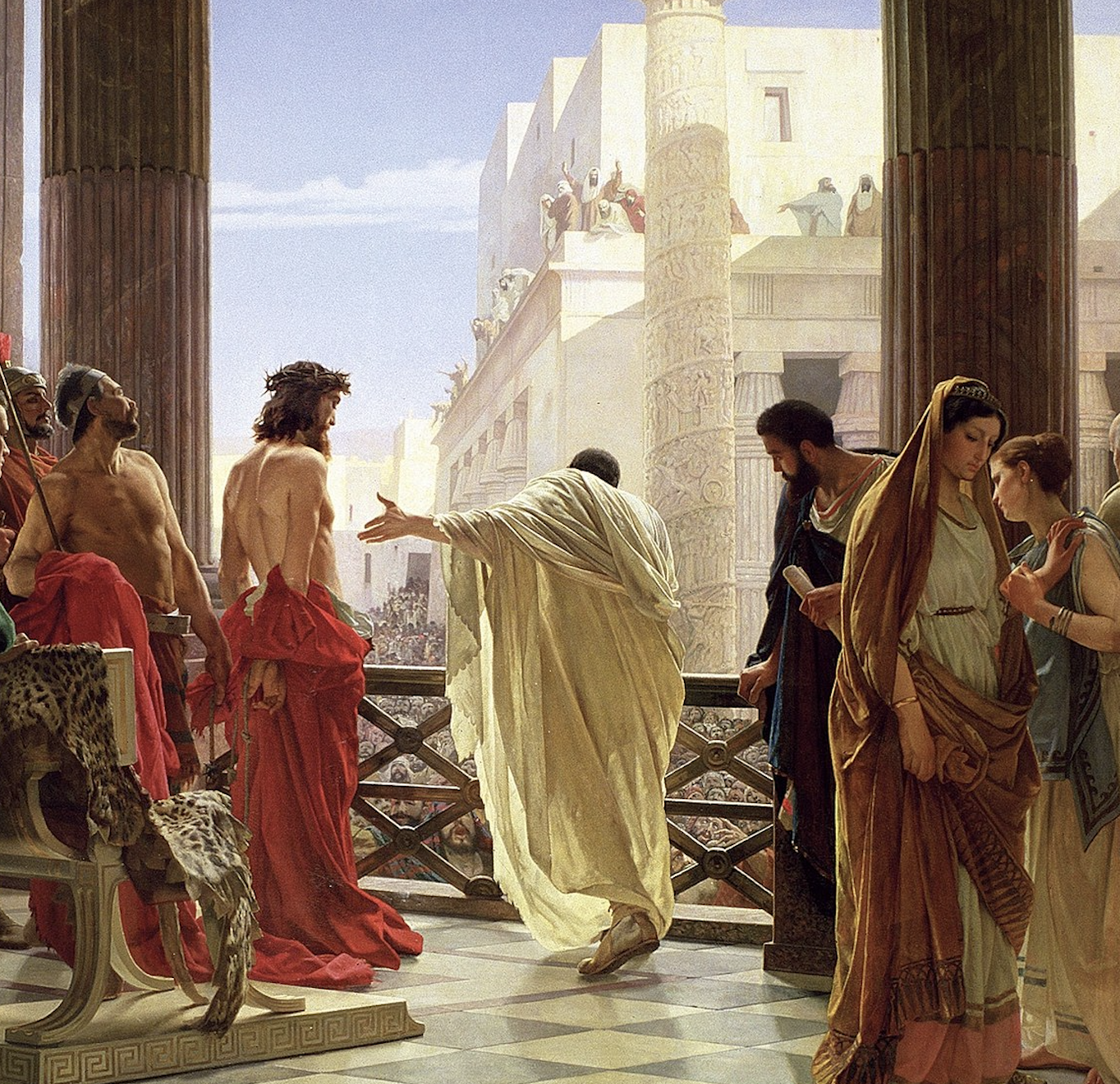 MOB MENTALITY: Pontius Pilate presents Jesus to the crowd in ‘Ecce Homo’ (circa 1860), by Antonio Ciseri (Galleria d'Arte Moderna,Firenze)