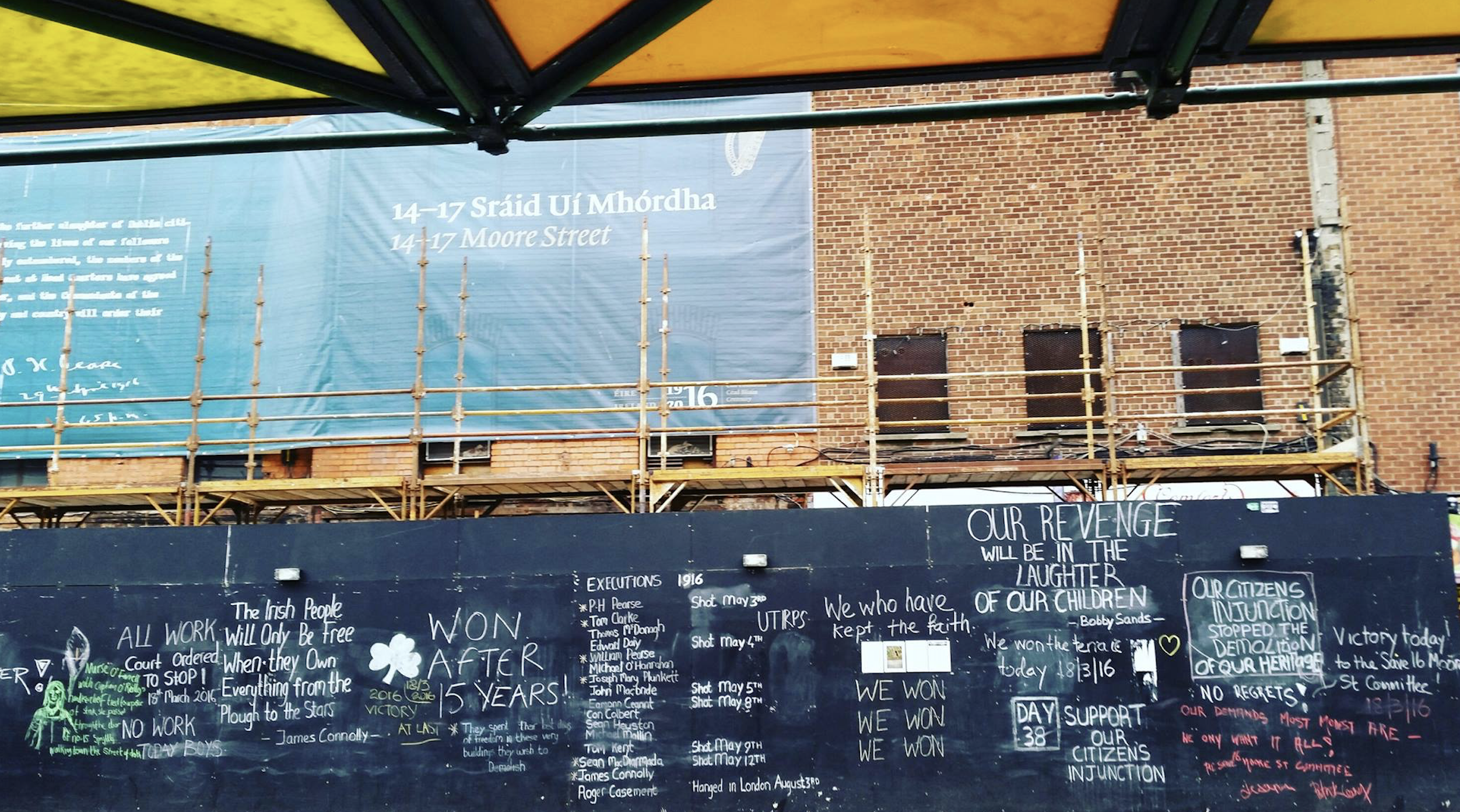 HISTORY: Graffiti at the Moore Street site urging the government to do the right thing