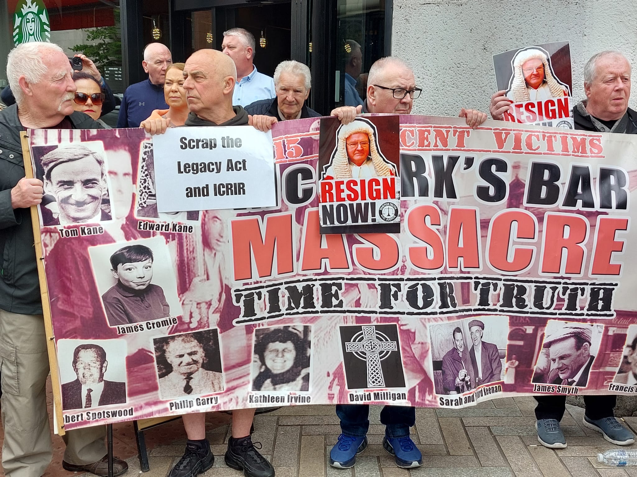 Families gathered outside the ICRIR offices this morning