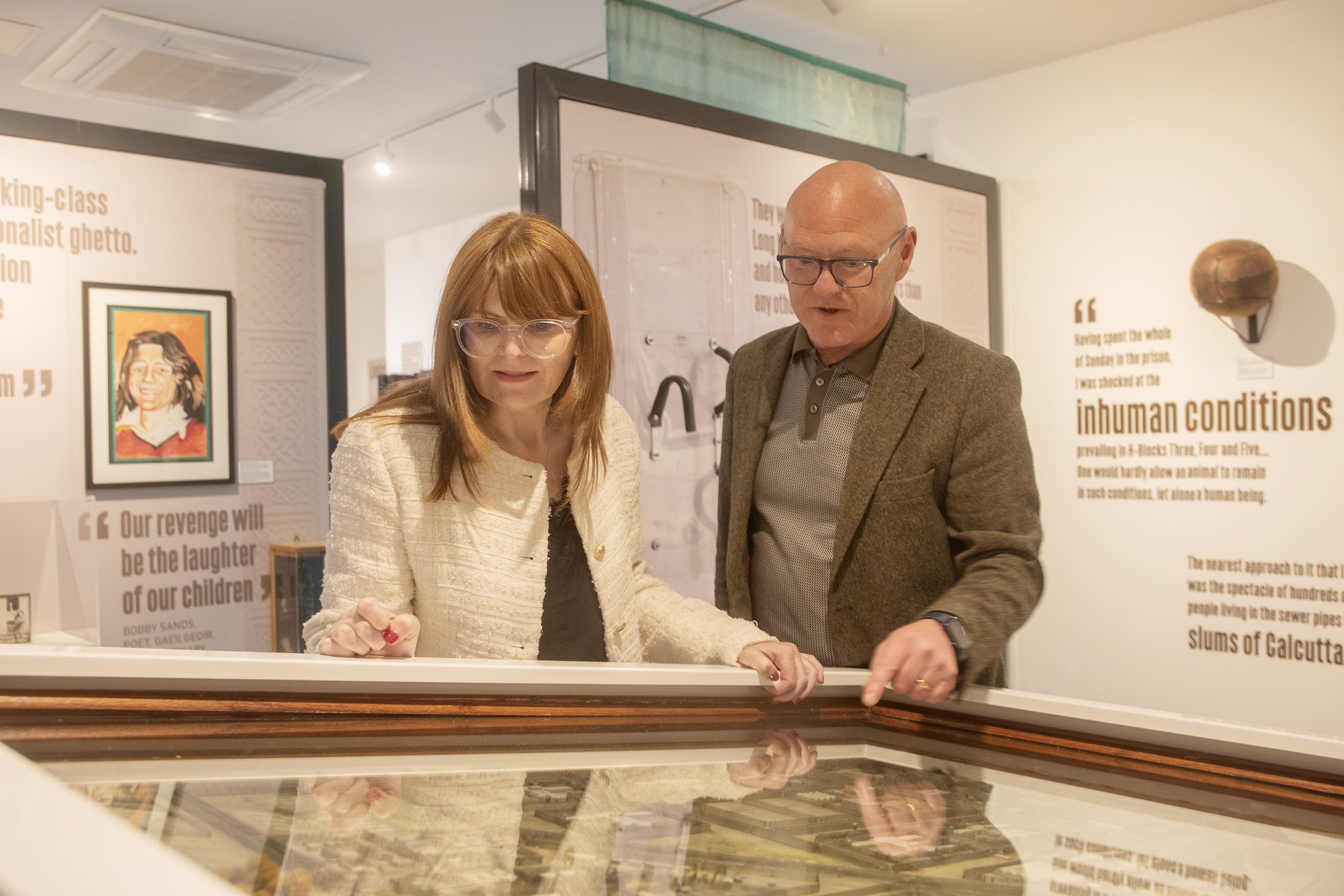 Economy Minister Caoimhe Archibald with West Belfast MP Paul Maskey