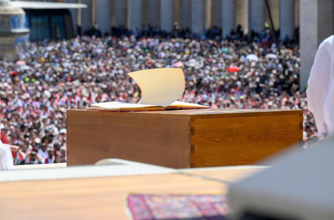 MOURNING: Pope Francis’s simply coffin (Vatican Media)