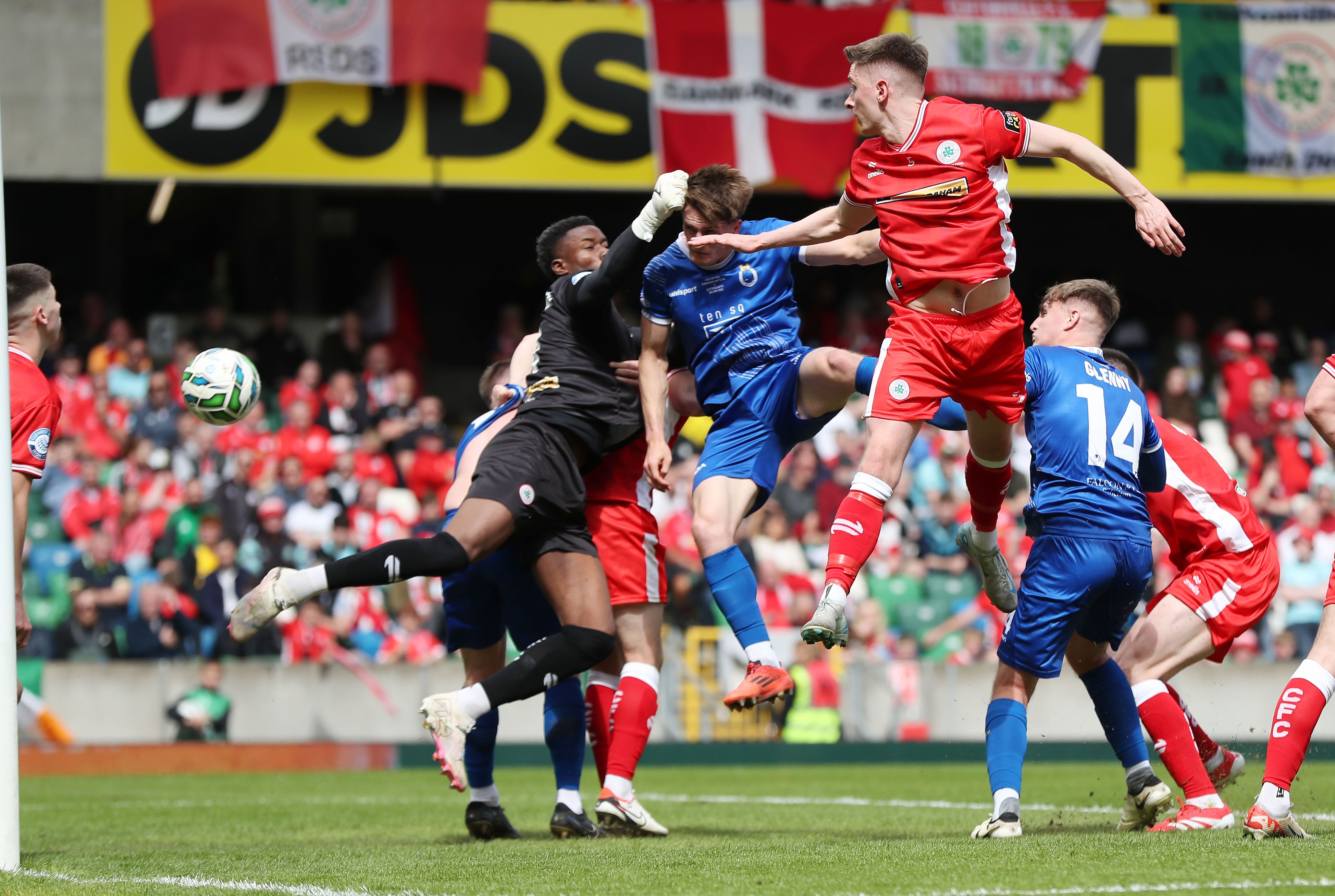 John McGovern heads Dungannon into the lead