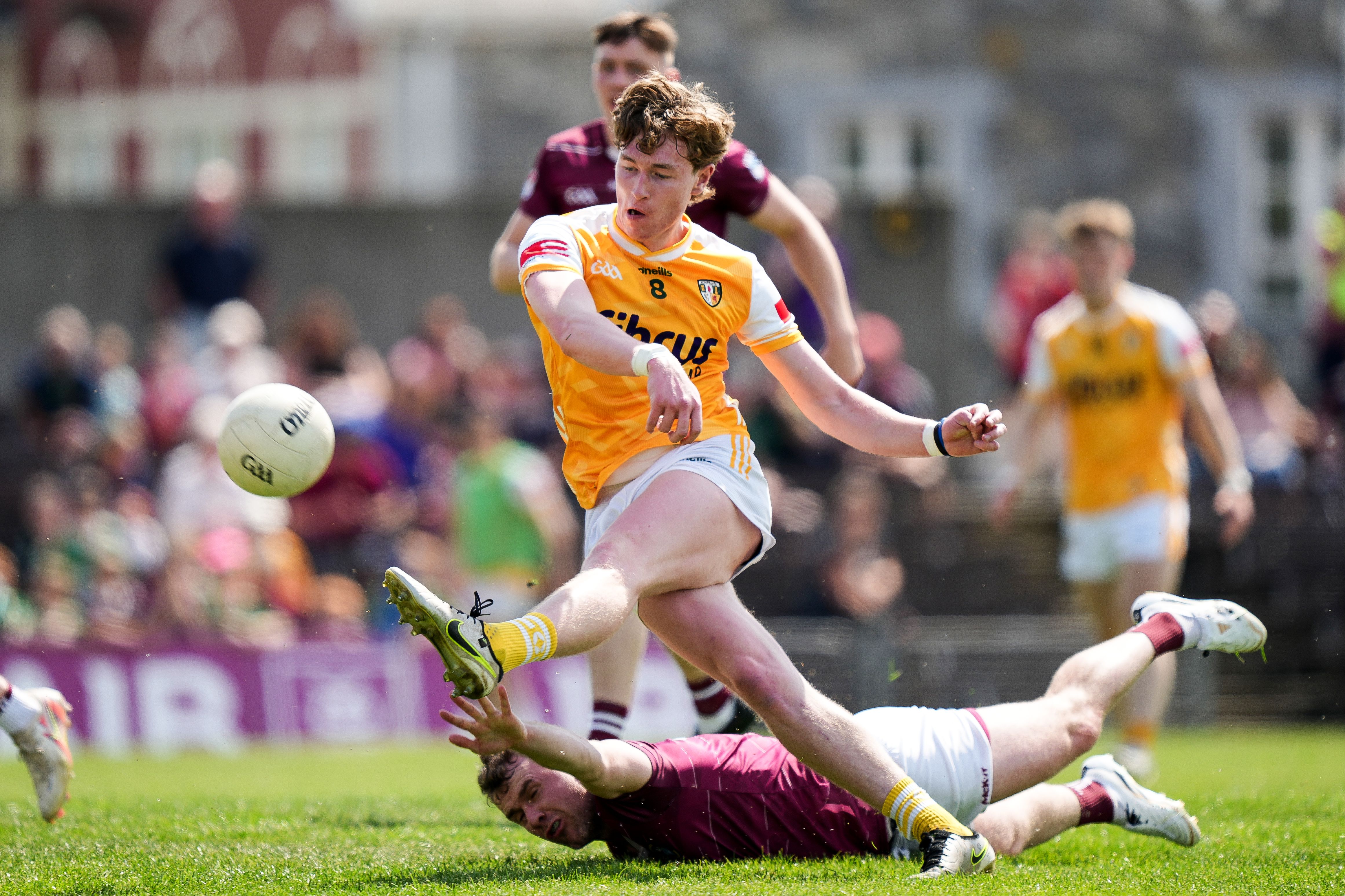 Conor Hand tries a shot 