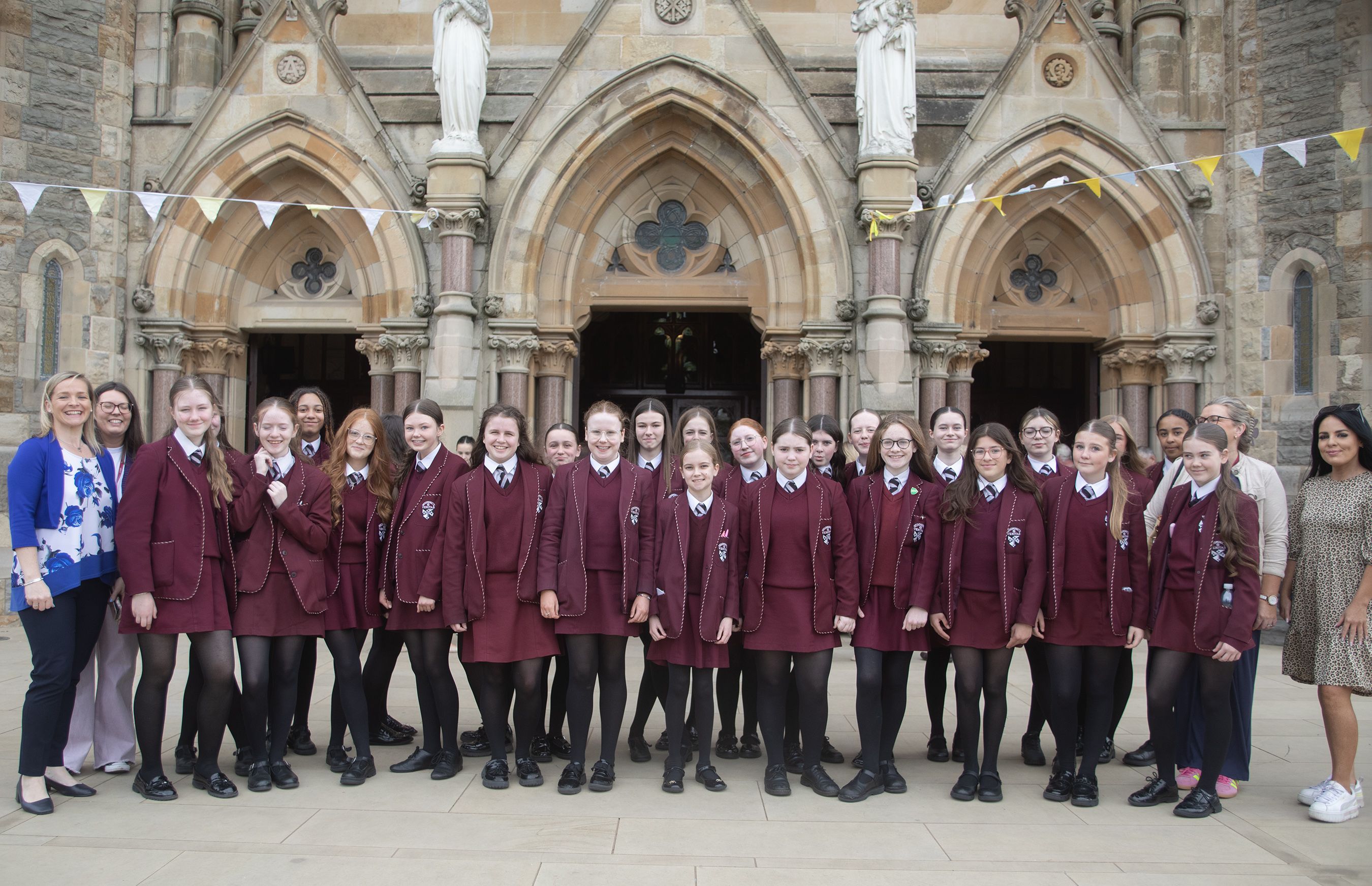 TOGETHER: St Dominic’s pupils made the short journey to Clonard on Wednesday morning