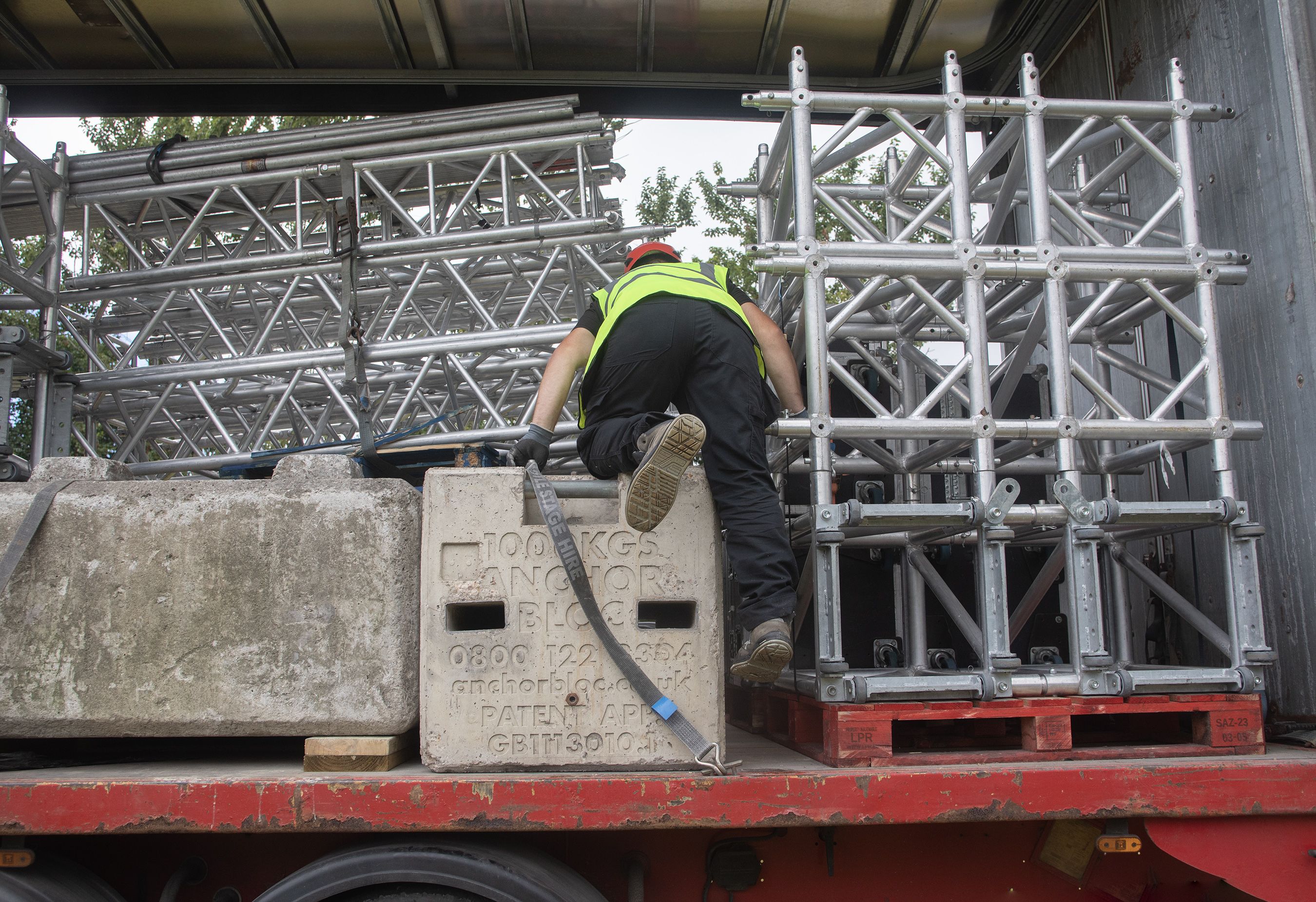 Erecting the huge stage