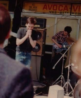 Noel Burke and Kevin O'Neill with St Vitus Dance playing at the Rock on the Roof music festival at the Busy Bee in Andersonstown in 1982