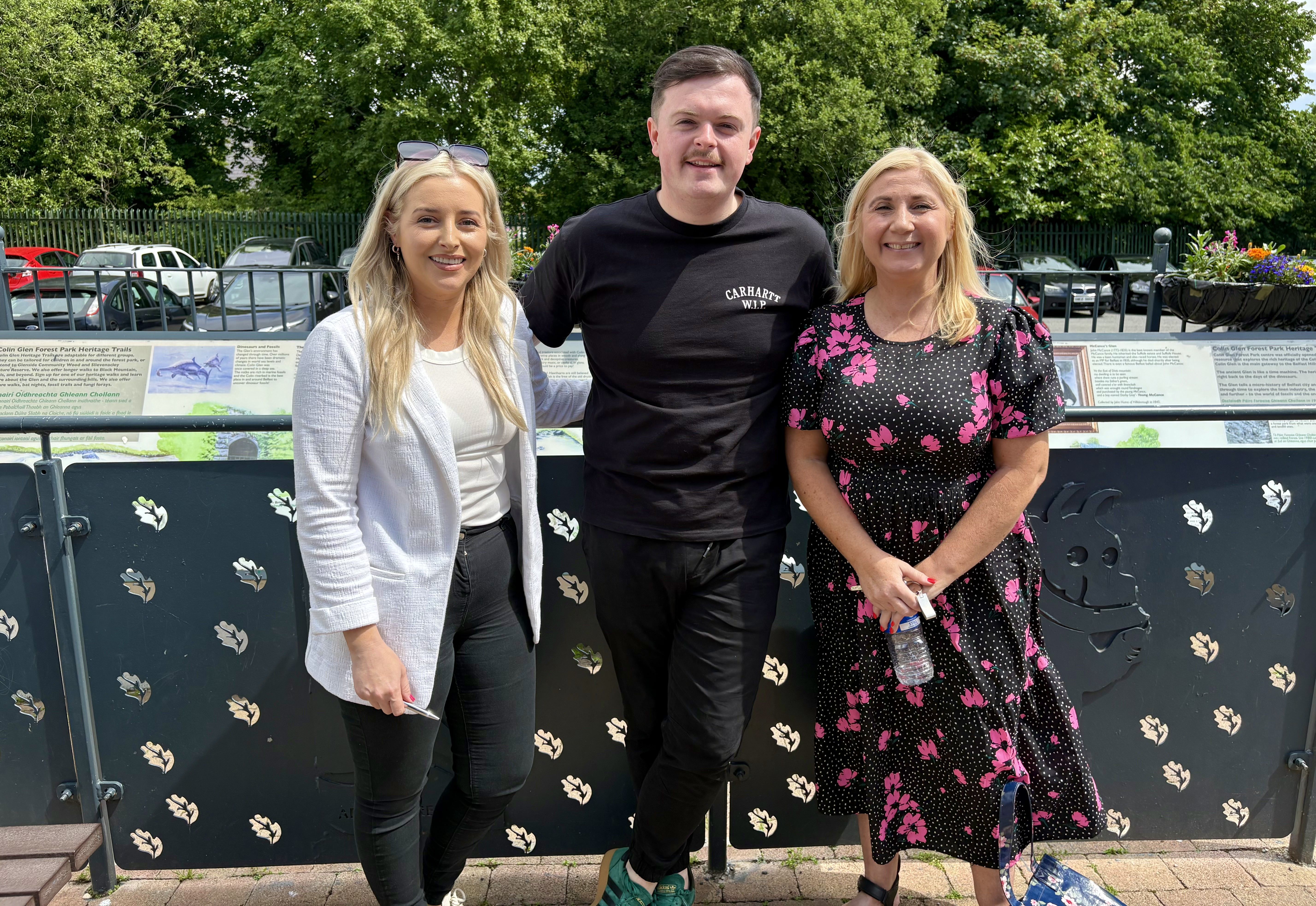 Órlaithí Flynn, Councillor Caoimhín McCann and Councillor Siobhán McCallin 