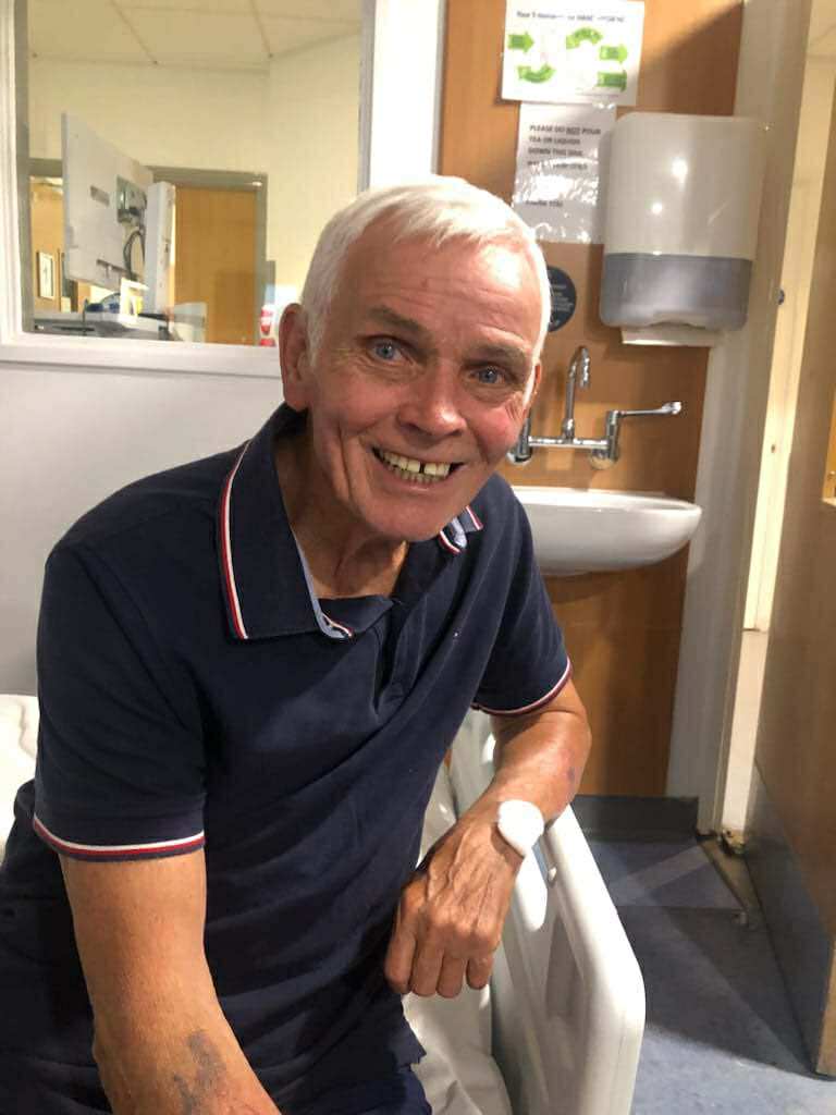 THANKFUL: Gerard Bradley (75) at his hospital bed