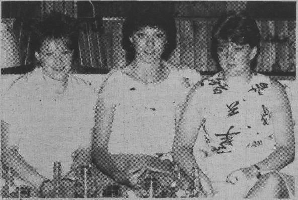 Roisin Curran, celebrating her 18th. birthday in the L.E.S.A. Club, Clyde Street, pictured with friends, Marie Fitzsimmons and Geraldine Galway