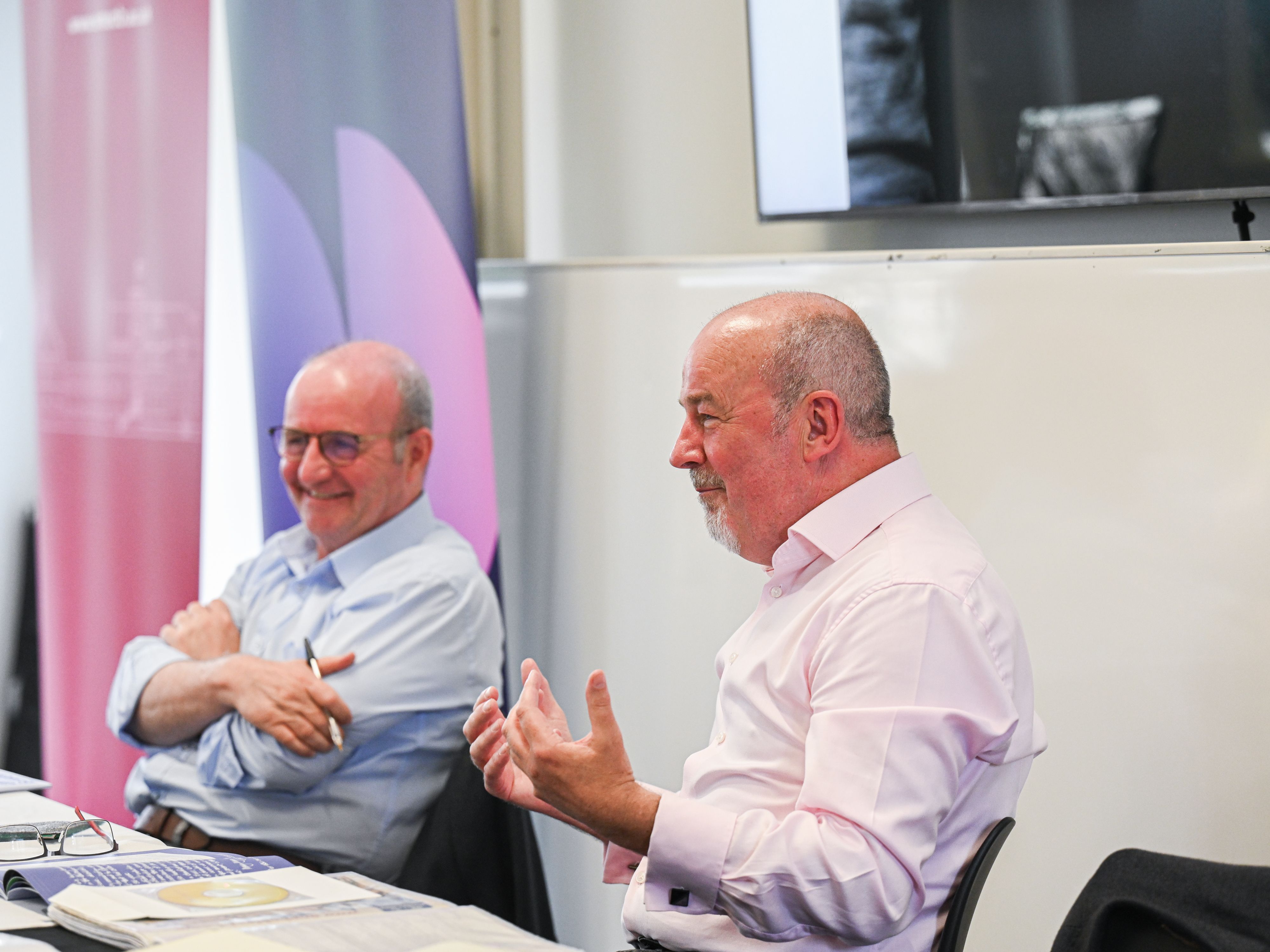 CAFÉ CHAT: Jim Gibney (left) and Brian Rowan at the Féile talk