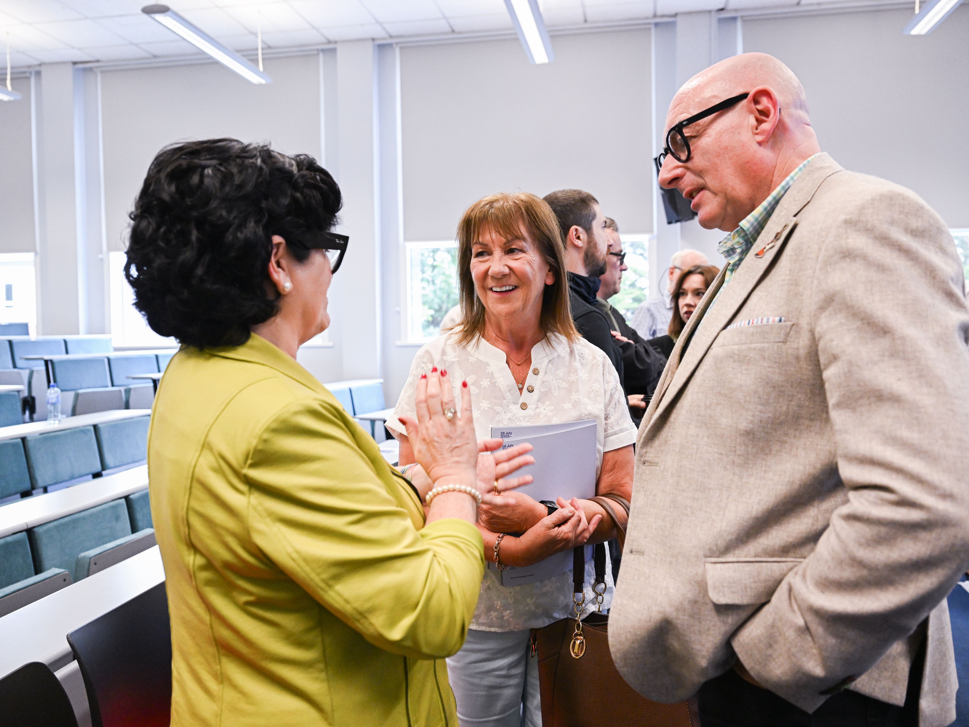 PEACE PATH EXPLORED: Jackie D'Arcy and former Sinn Fein MLA Rosie McCorley with OU Director John D'Arcy