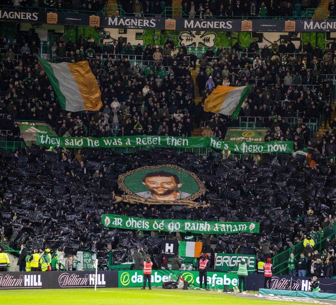 The Green Brigade displayed the banner during Celtic's 5-1 victory over Aberdeen in March