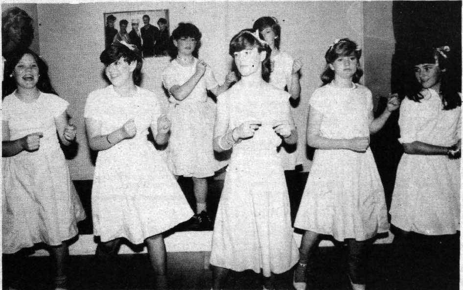 PINK LADIES: Girls from Nativity Youth Club in Poleglass stage the musical Grease back in August 1984