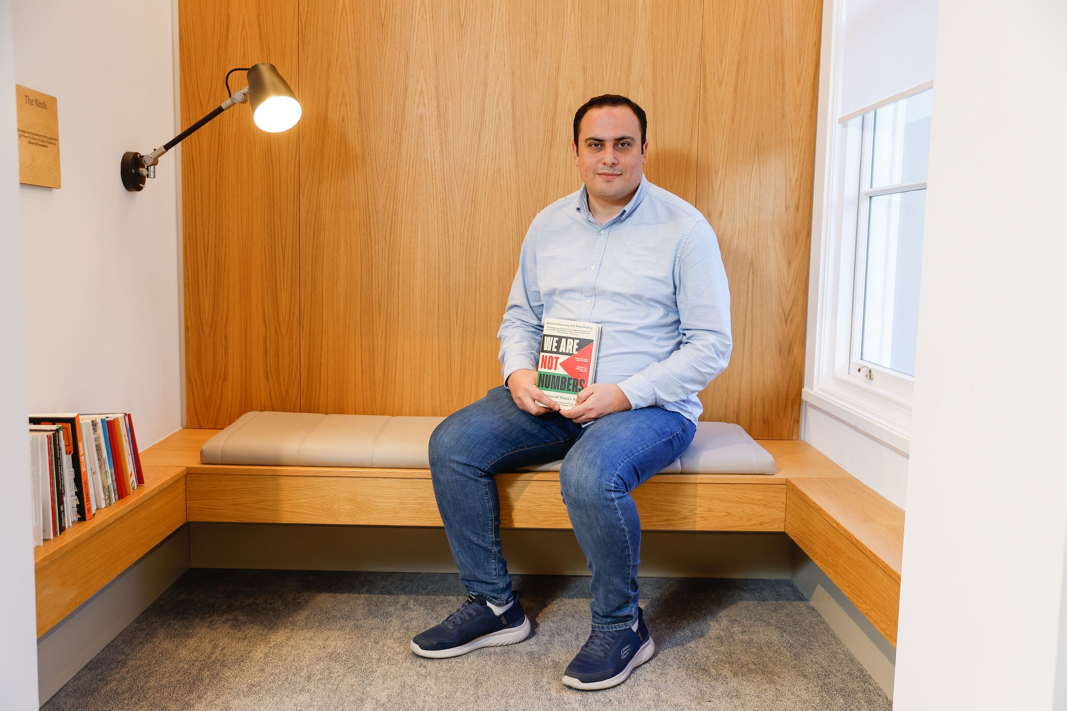 Author and journalist, Ahmed Alnaouq with his new book, ‘We are not numbers, the voice of Gaza’s youth’