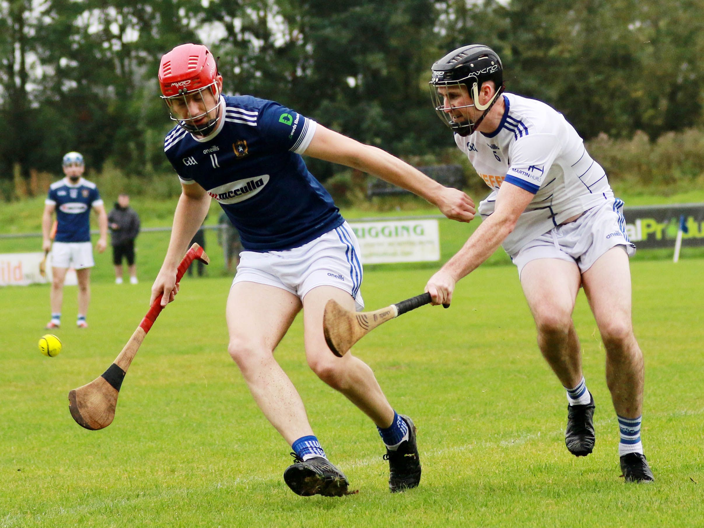 Jim O'Reilly battles with Caoimhin Duffin for the ball