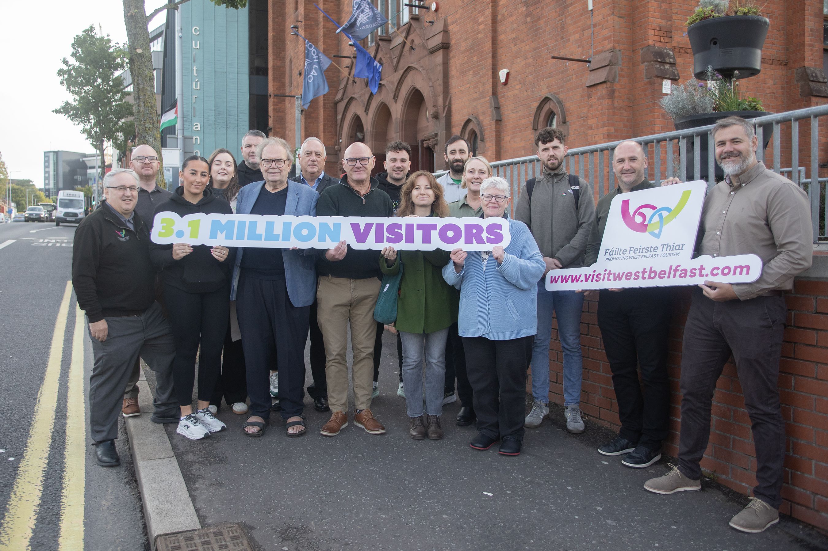 TOURISM SUCCESS: The team from West Belfast tourism body Fáilte Feirste Thiar, along with West Belfast MP Paul Maskey