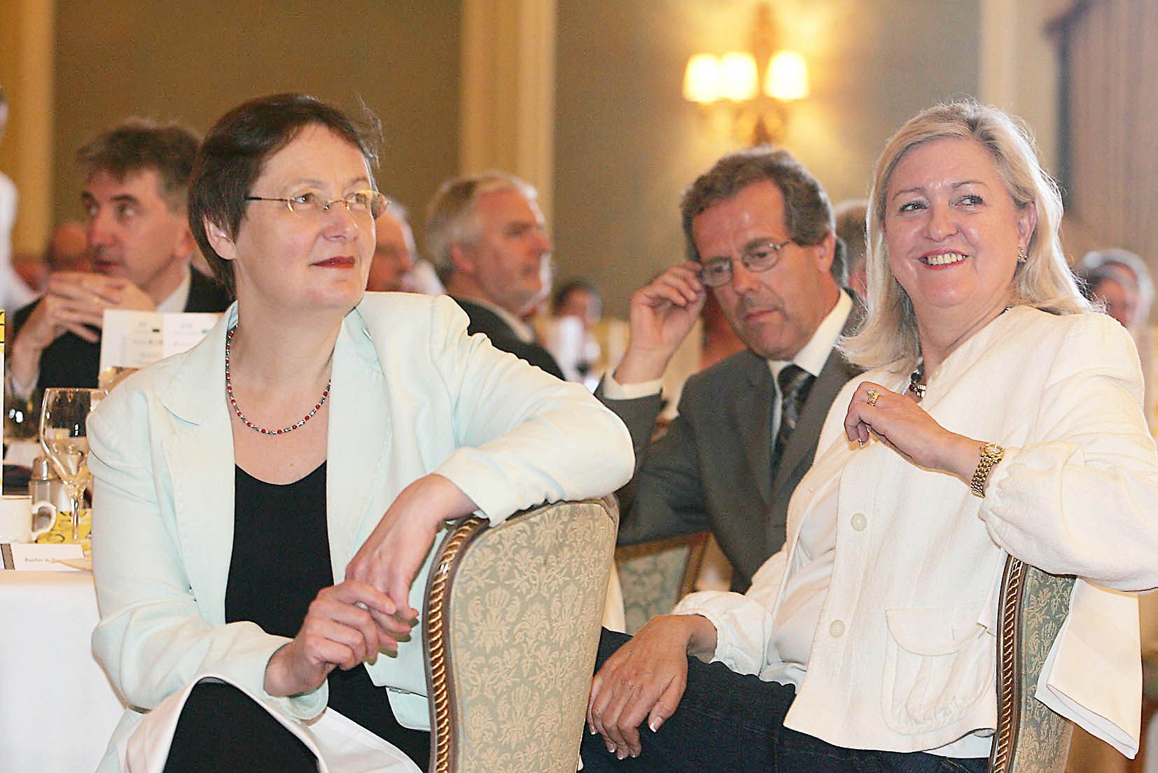 "FORCE OF NATURE": Senator White (right) with former Sinn Féin MEP Bairbre de Brún at an event hosted by Gaeilge newspaper Lá in 2006