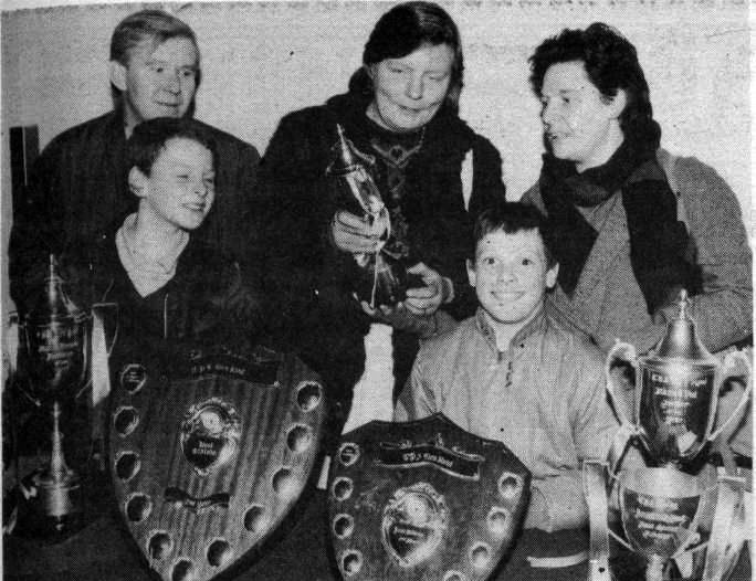 SUCCESS: Admiring the trophies on show during the CBS open day back in January 1985