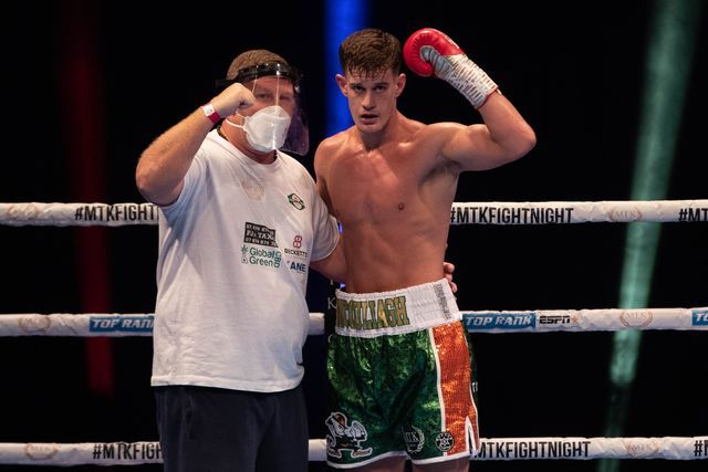 Paul McCullagh with former trainer John O'Brien following his debut win