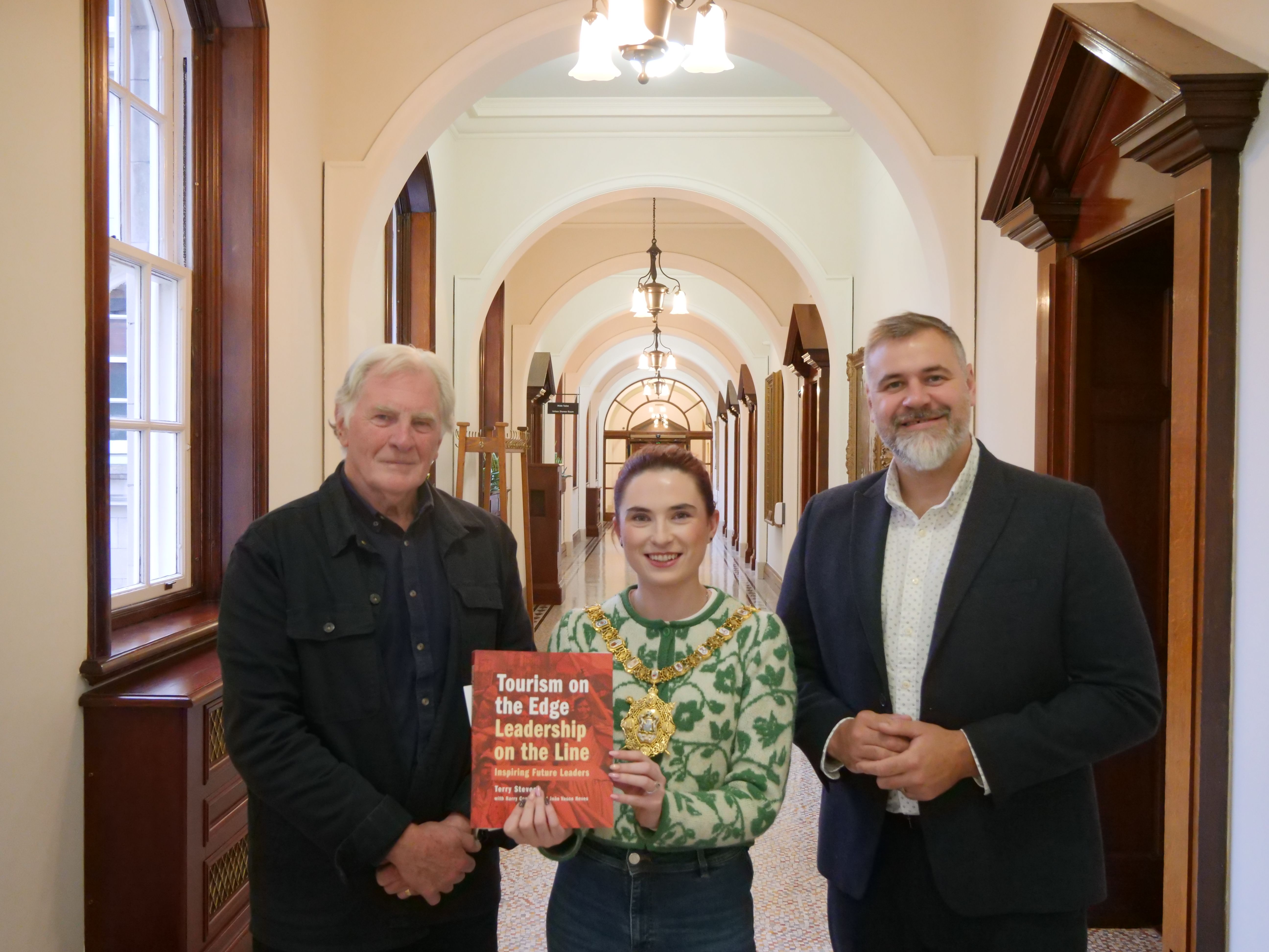 Terry Stevens, Lord Mayor Councillor Róis-Máire Donnelly and Harry Connolly