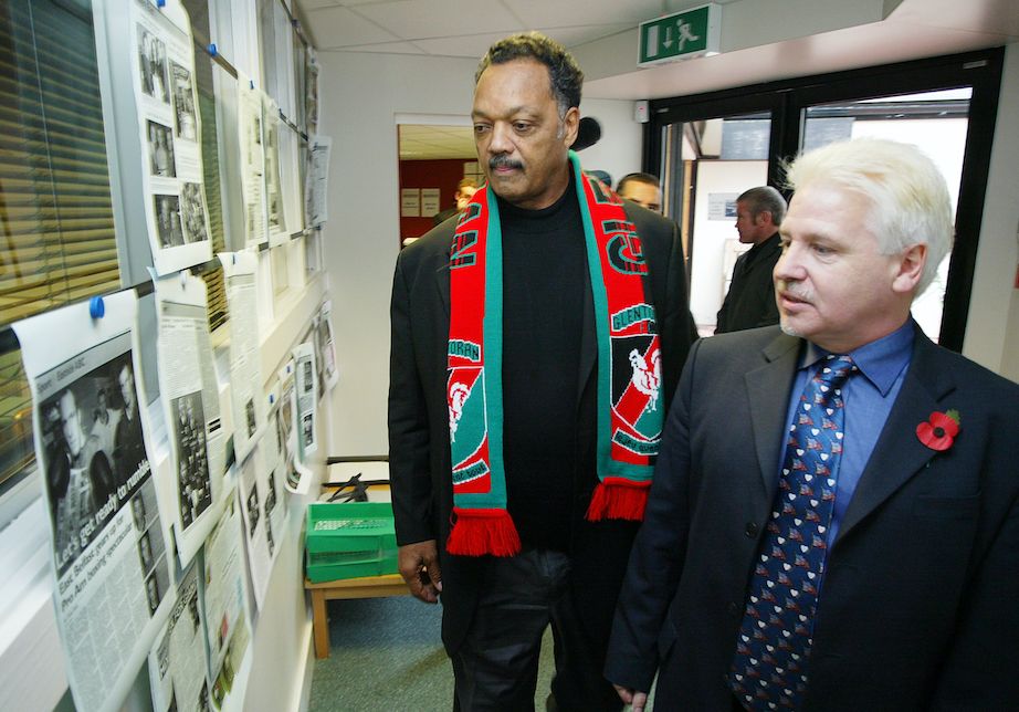 GLENS FAN: Sammy Douglas and Rev Jackson in East Belfast 