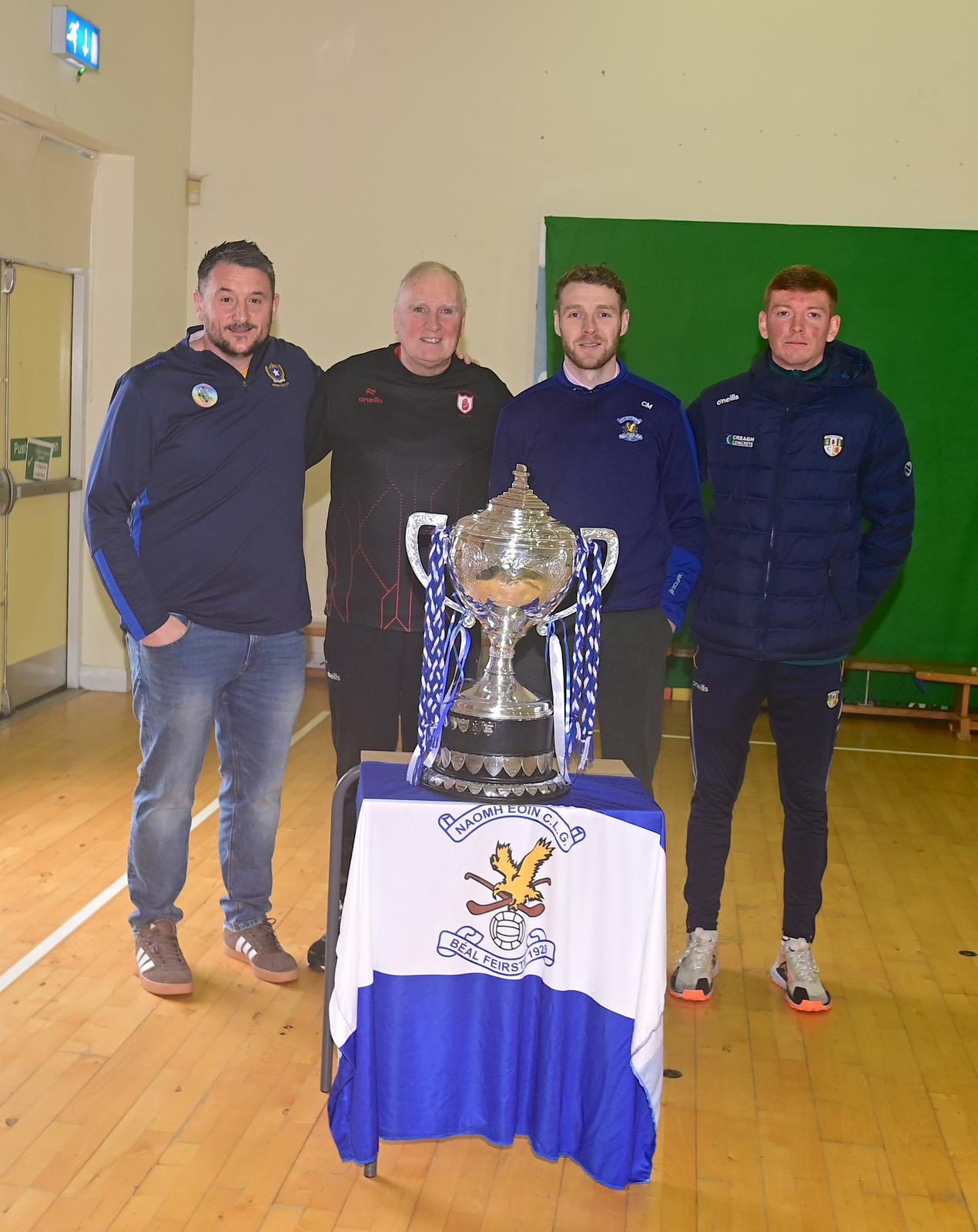 Antoin McCaffrey, Paul Buchanan, Conal Morgan and Mark Munce pictured with the volunteer cup