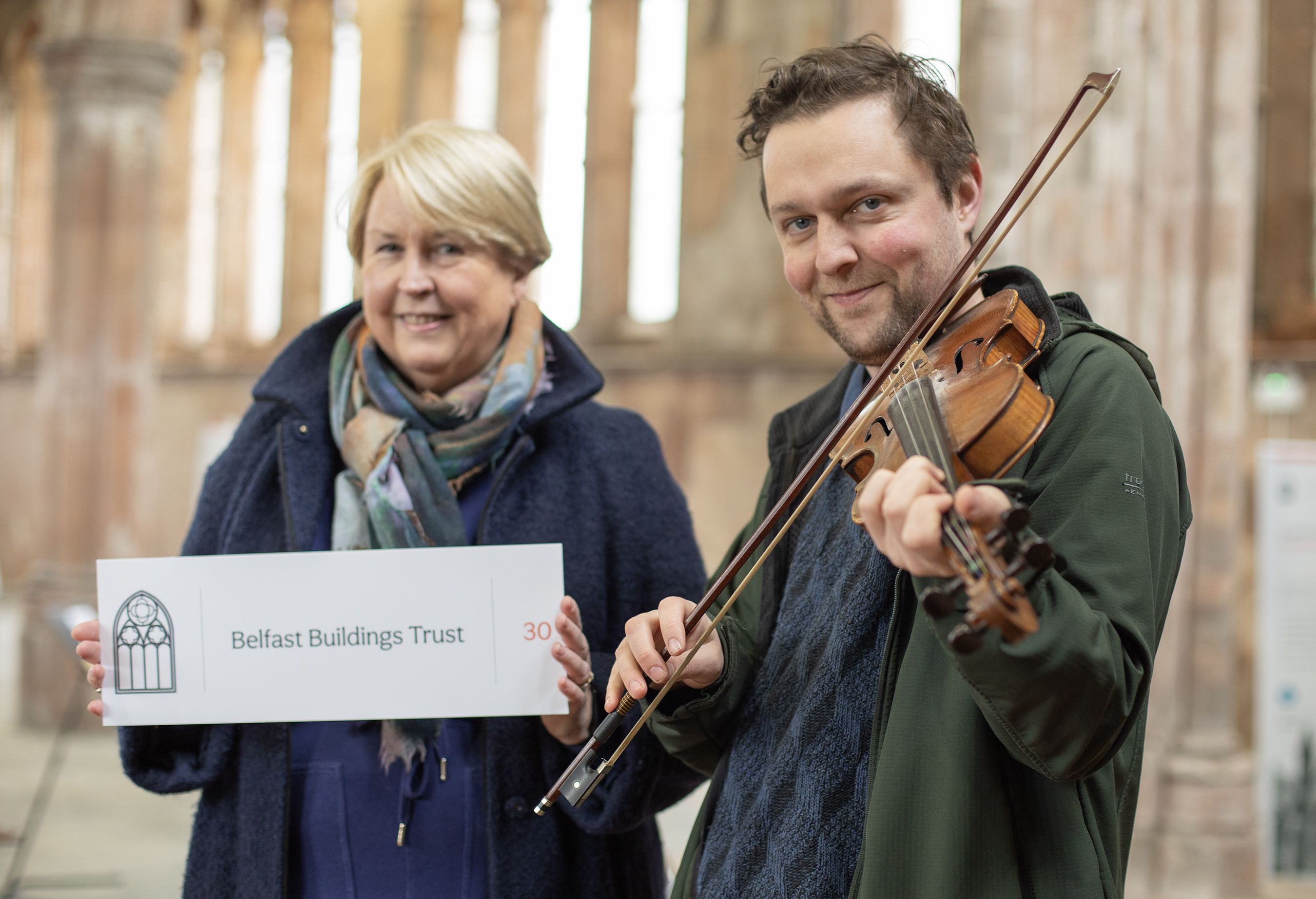 Kathryn Collie with musician Joshua Burnside