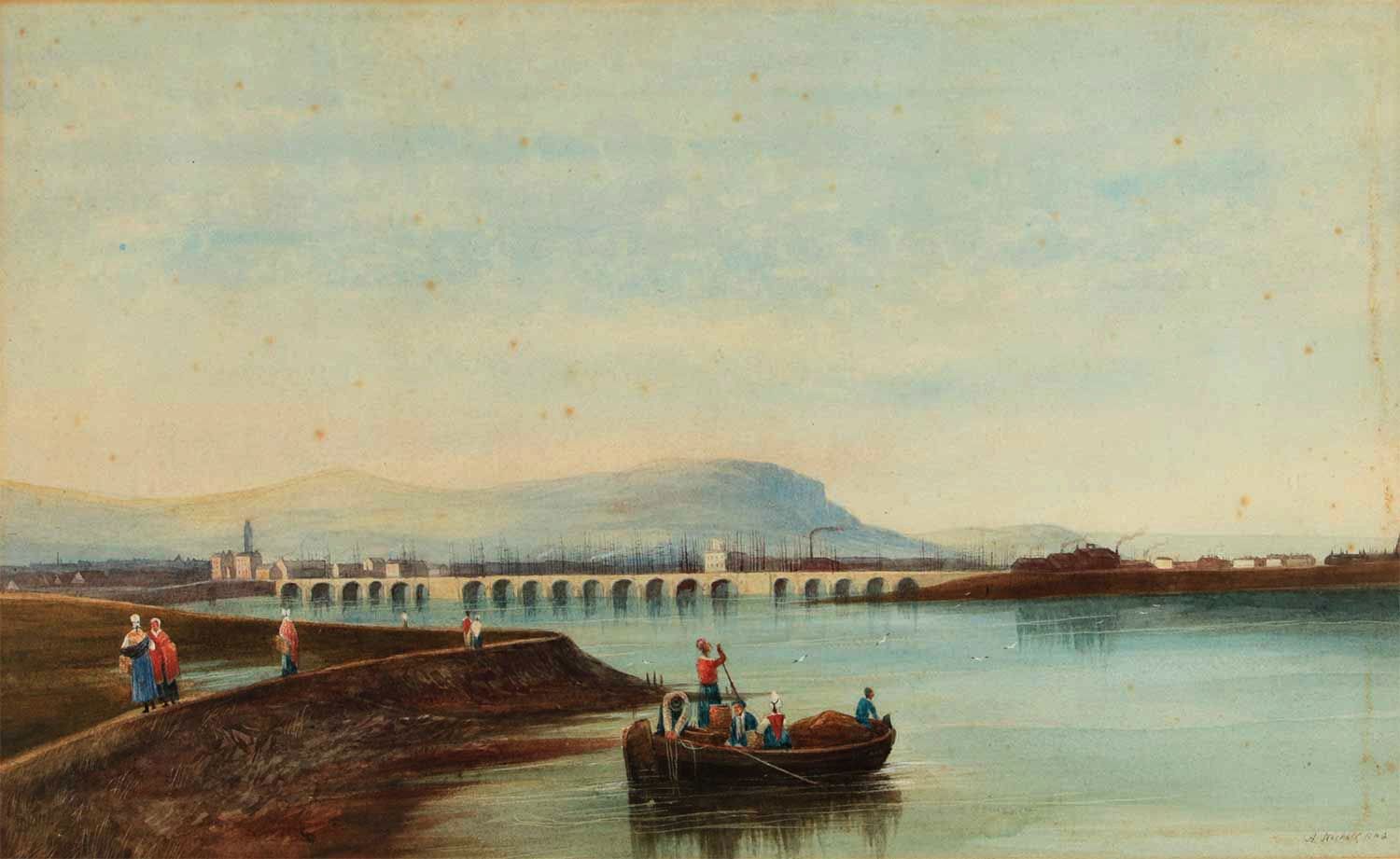 NA LAETHE A BHÍ: The Long Bridge by Andrew Nicholl, (1804-1868)