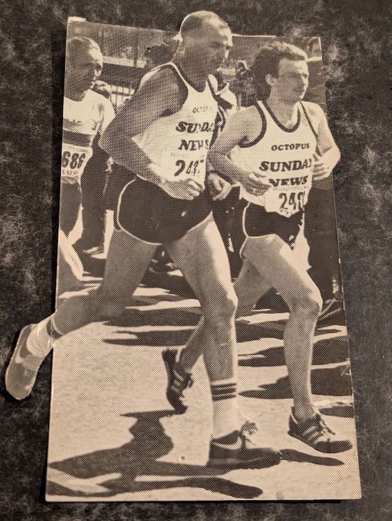 RAN A GOOD RACE: Jim McDowell (left) and Barney Rowan competing in the first Belfast marathon back in 1982
