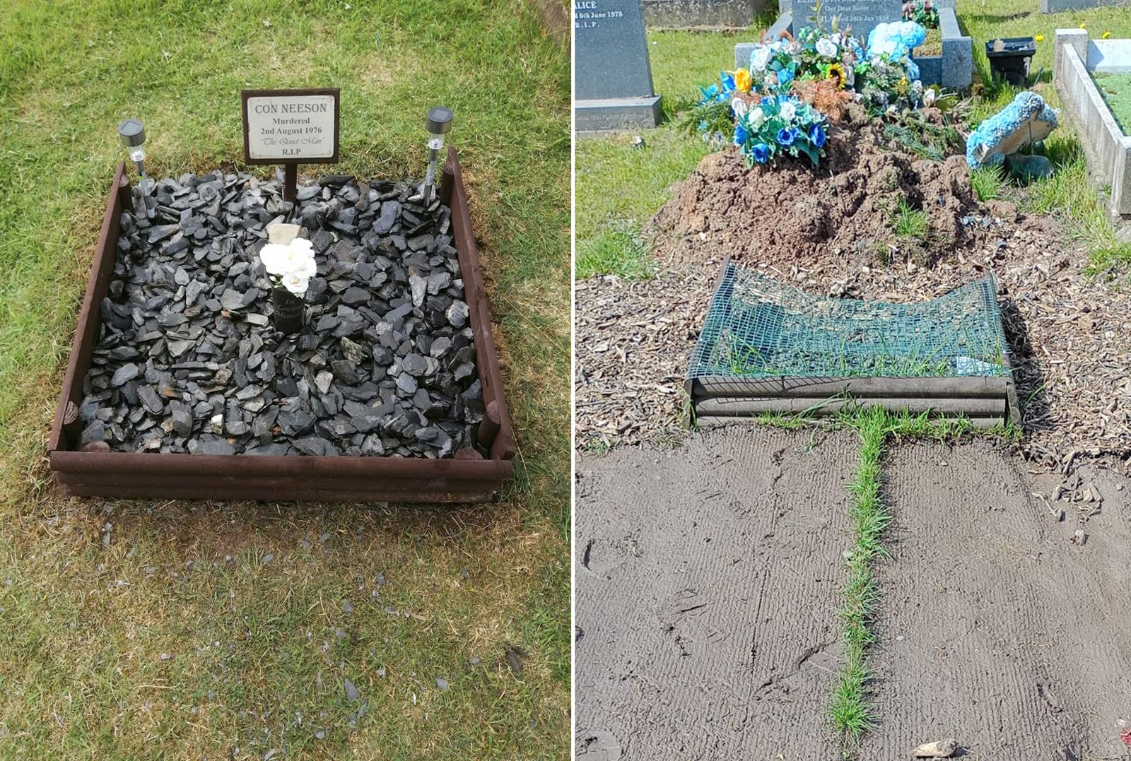 BEFORE AND AFTER: Con Neeson's grave