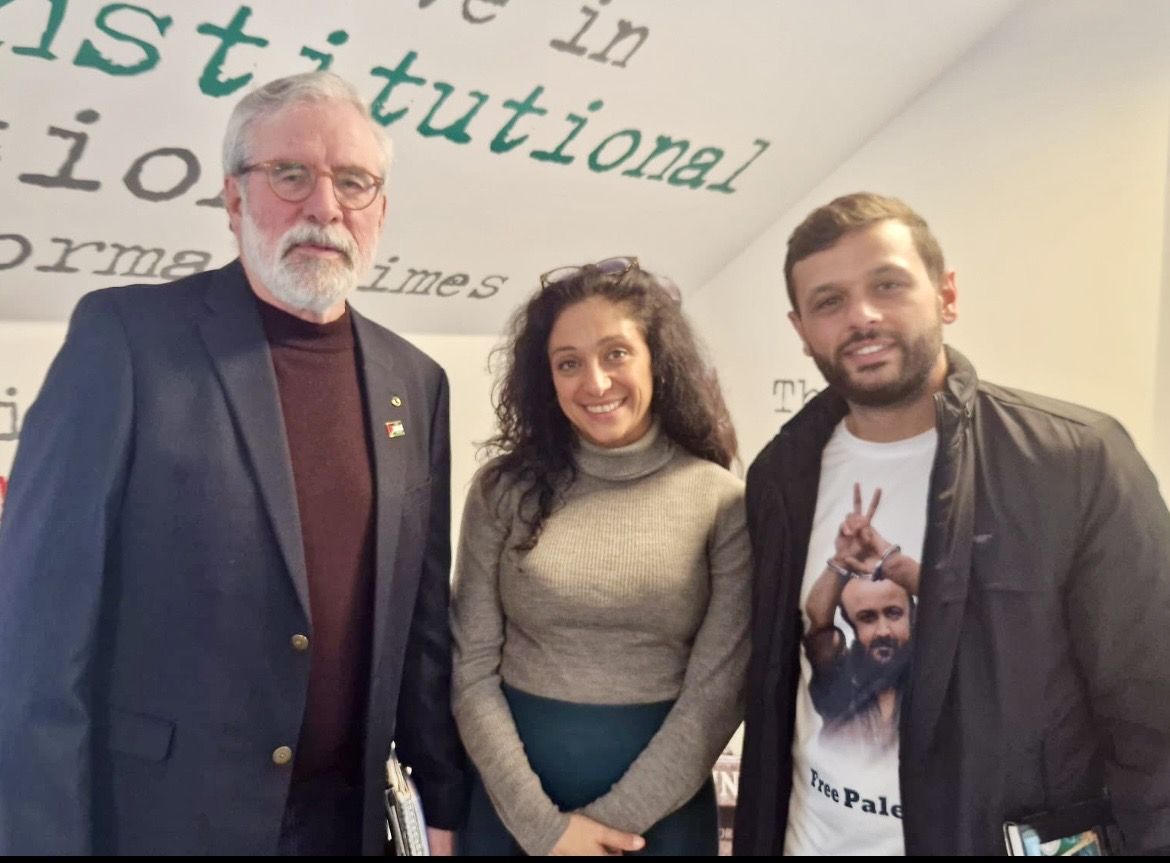 SOLIDARITY: Gerry Adams with Alice and Arab Barghouti