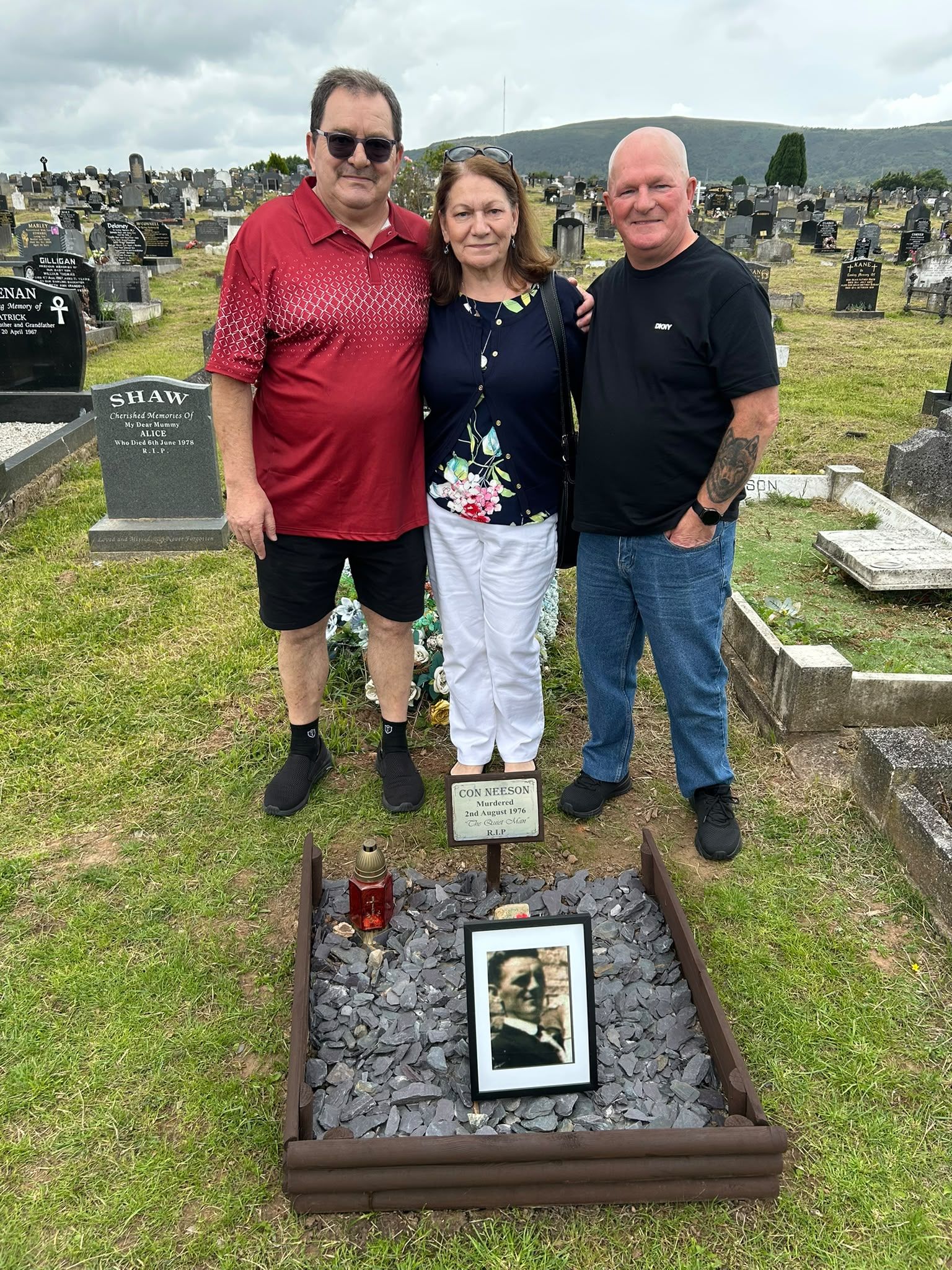 Con's nephews Martin and Pat and niece Sally at his grave