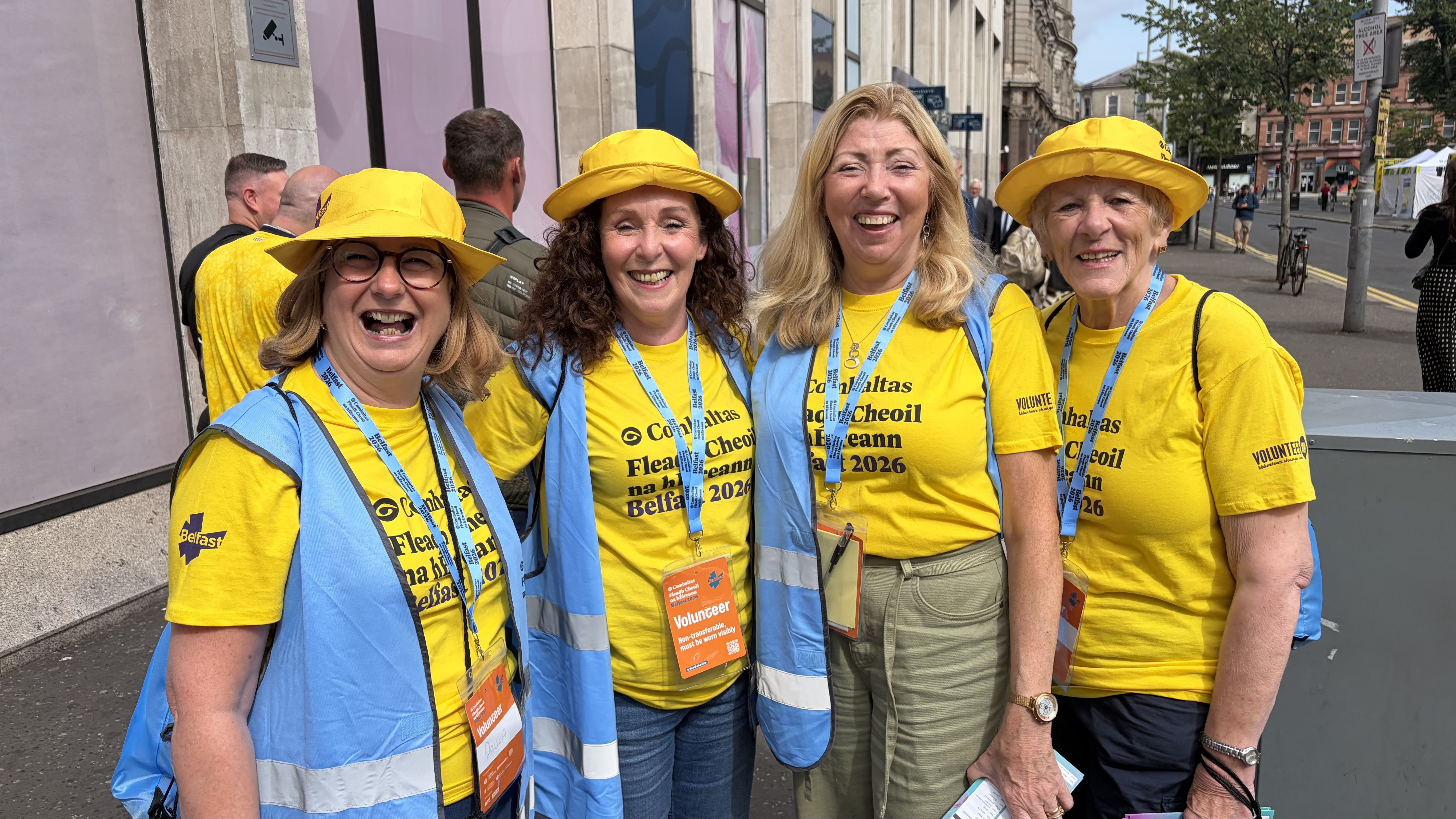 HELPING HAND: Some of the hundreds of Volunteers across the city centre providing a warm welcome and helping hand to visitors