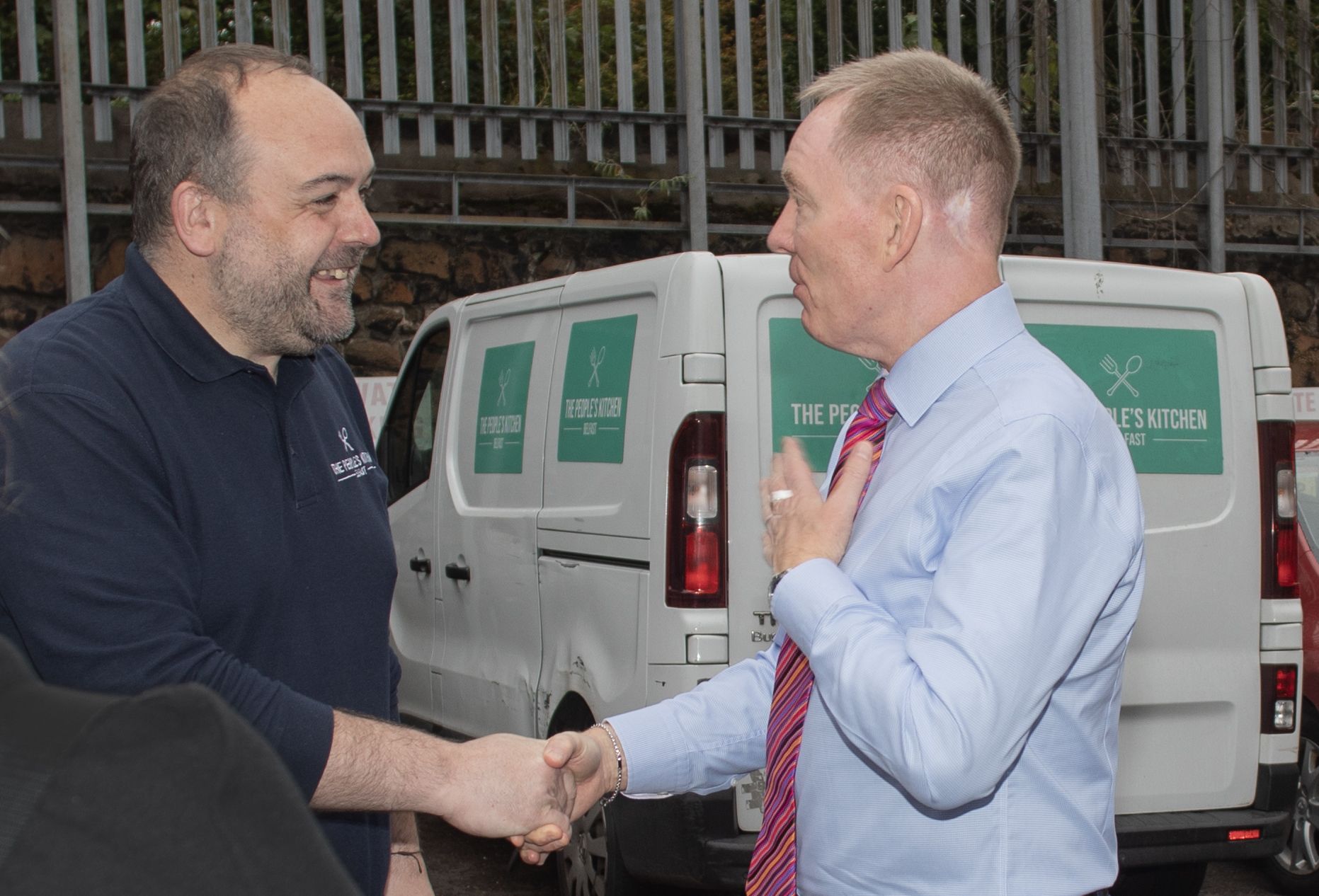 Secretary of State Chris Bryant with Paul McCusker from The People's Kitchen